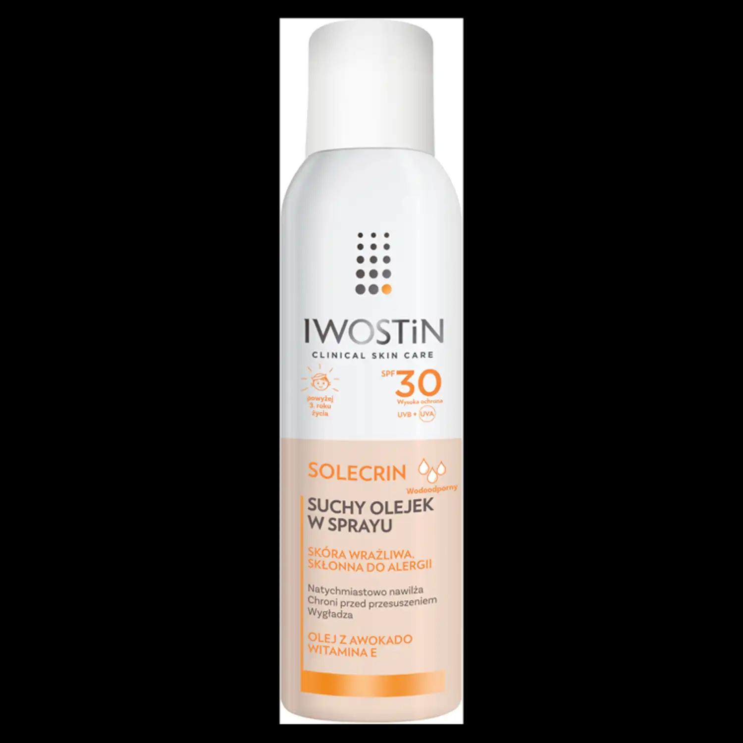 Iwostin Solecrin suchy olejek w sprayu do opalania SPF30, 150 ml