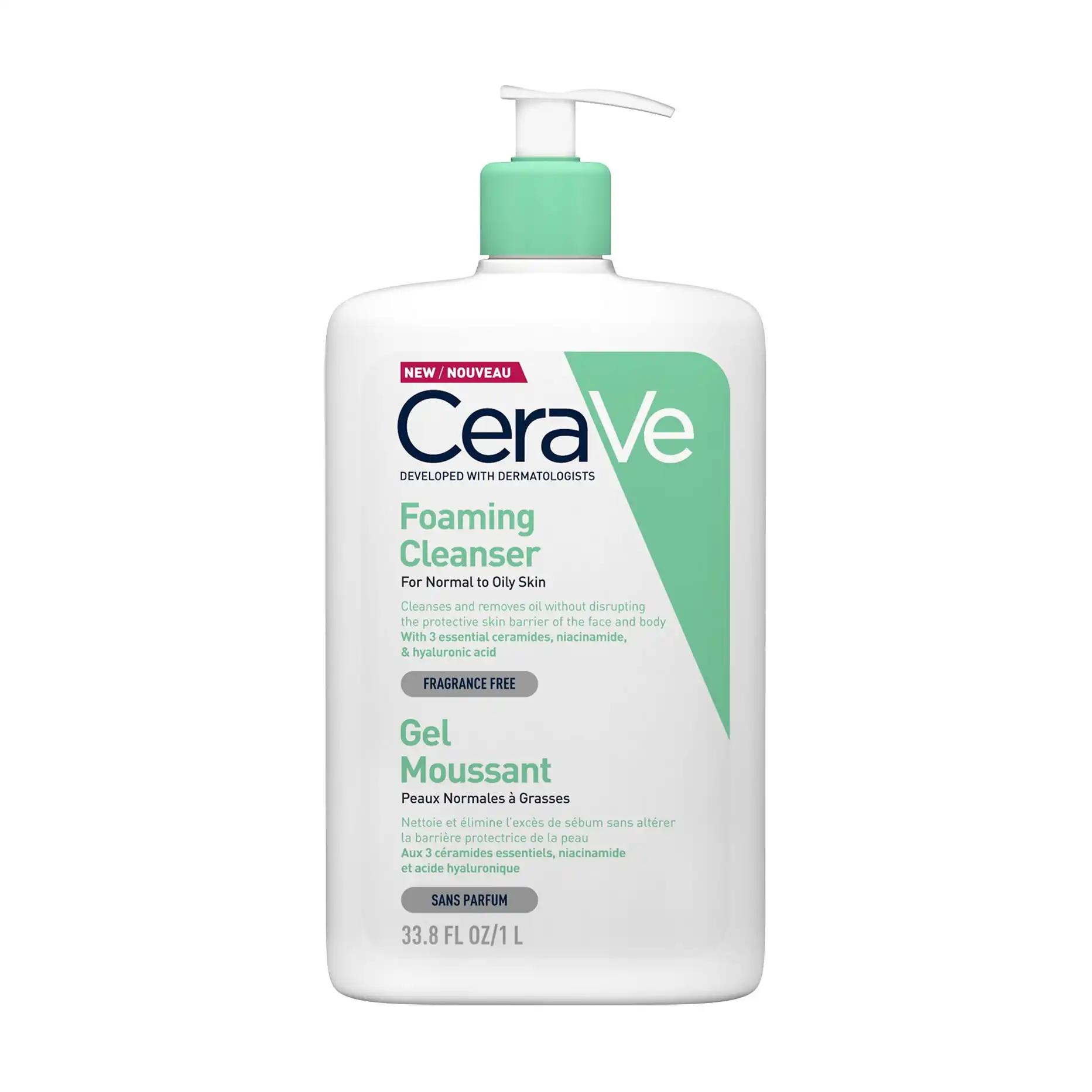 CeraVe Очищувальний гель для обличчя та тіла Foaming Facial Cleanser для нормальної та жирної шкіри, 1 л