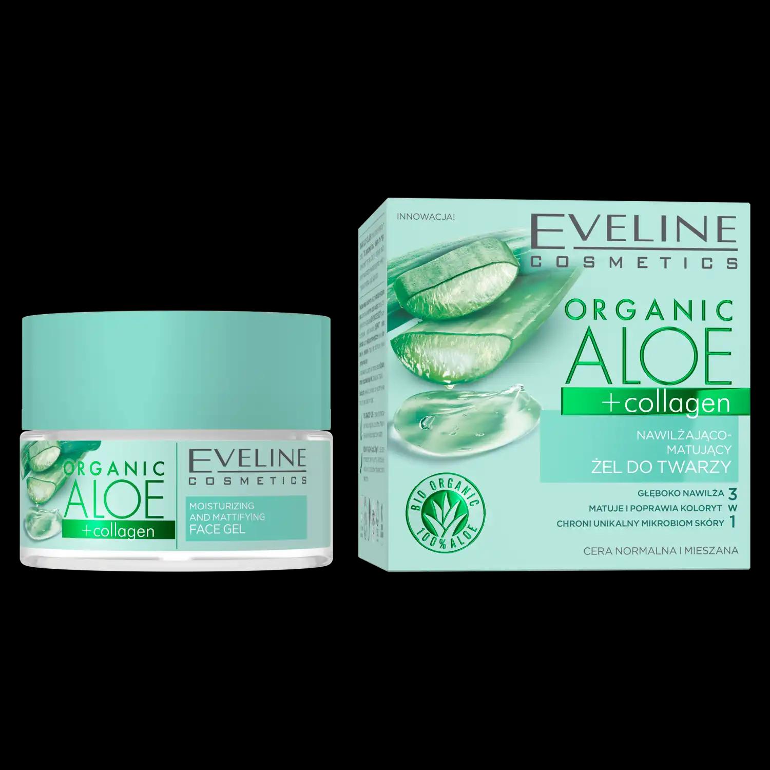 Eveline Cosmetics Organic Aloe nawilżająco-matujący żel do twarzy, 50 ml