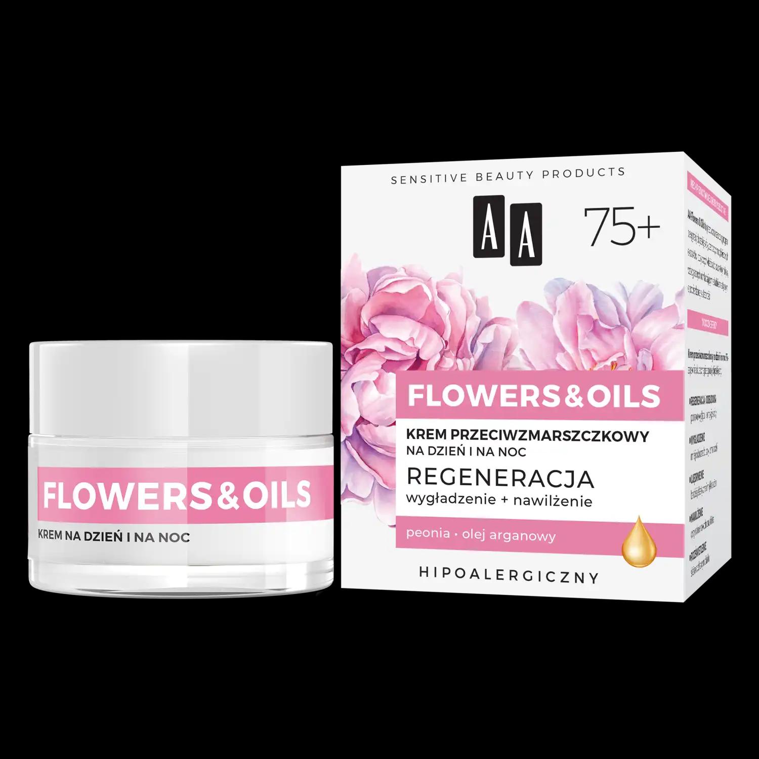 AA Flowers&Oils przeciwzmarszczkowy krem do twarzy 75+ na dzień i noc, 50 ml