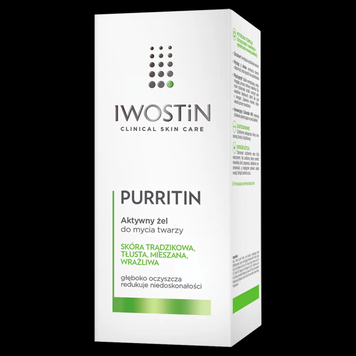 Iwostin Purritin aktywny żel do mycia twarzy, 150 ml