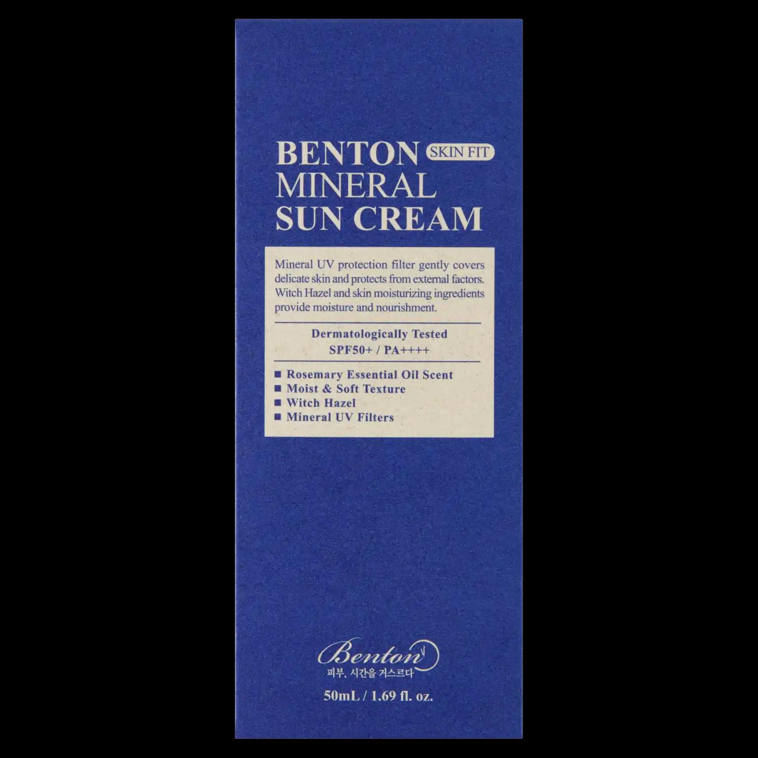 Benton Mineral Sun Cream krem przeciwsłoneczny do twarzy z SPF50+ PA++++, 50 ml