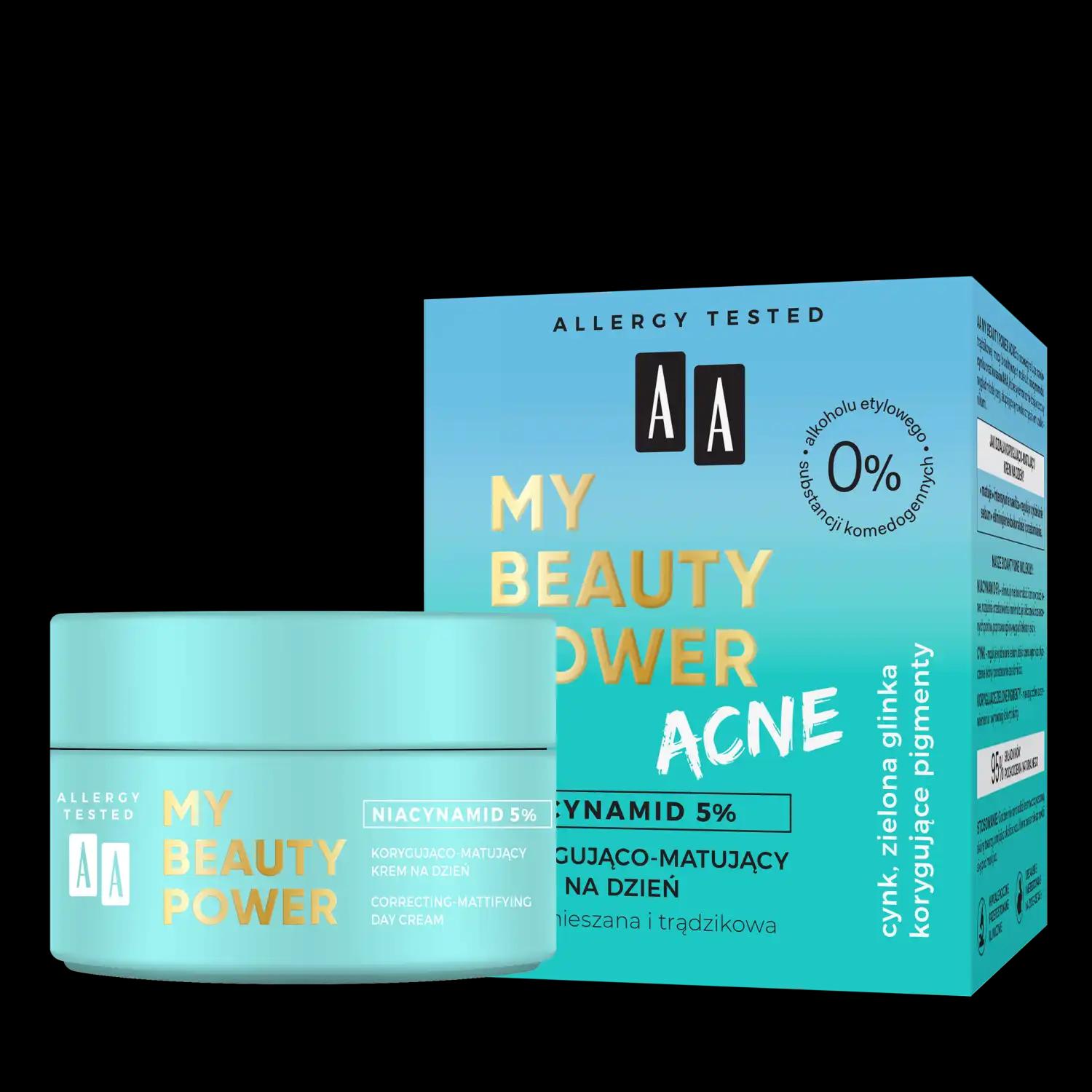 AA My Beauty Power Acne matujący krem do twarzy na dzień, 50 ml