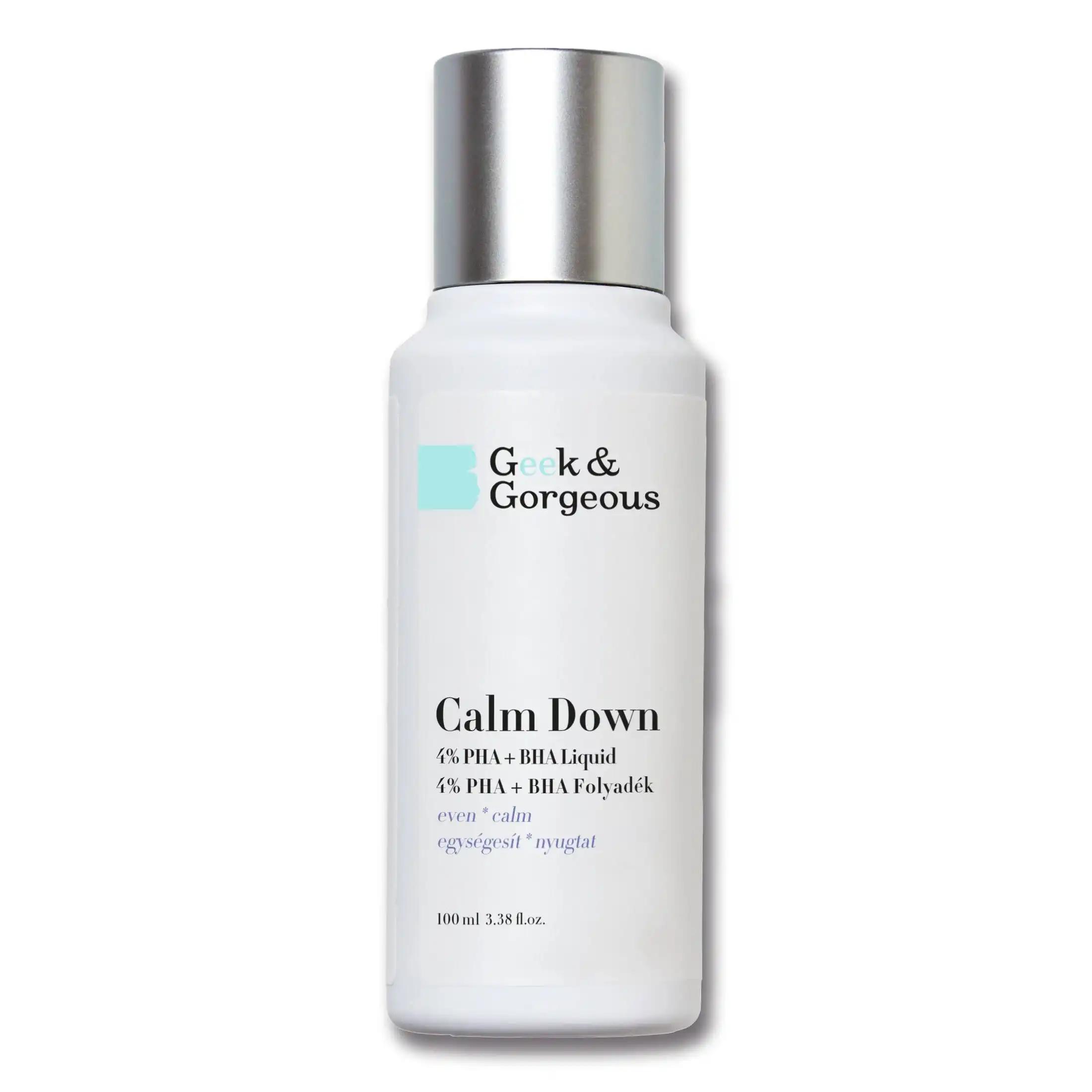 Geek & Gorgeous Calm Down delikatny eksfoliator do twarzy z 4% kwasami PHA + BHA, 100 ml