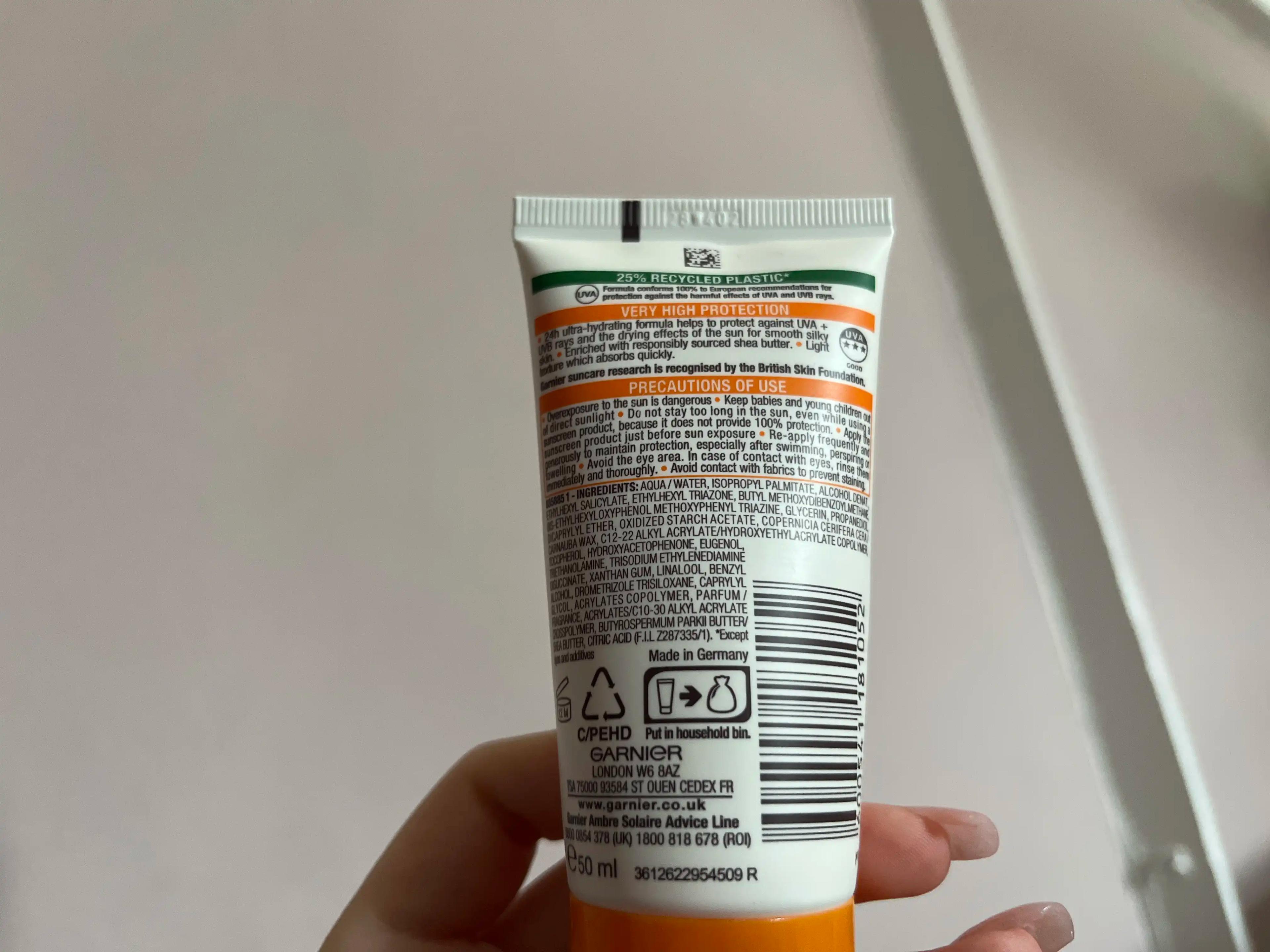 Garnier Ambre Solaire Ultra-Hydrating Sun Cream Spf50+