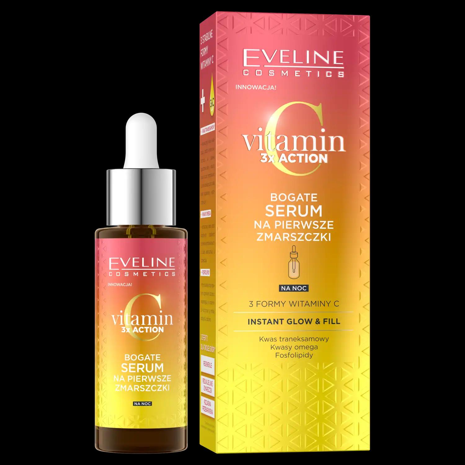 Eveline Cosmetics Vitamin C przeciwzmarszczkowe serum do twarzy na noc, 30 ml