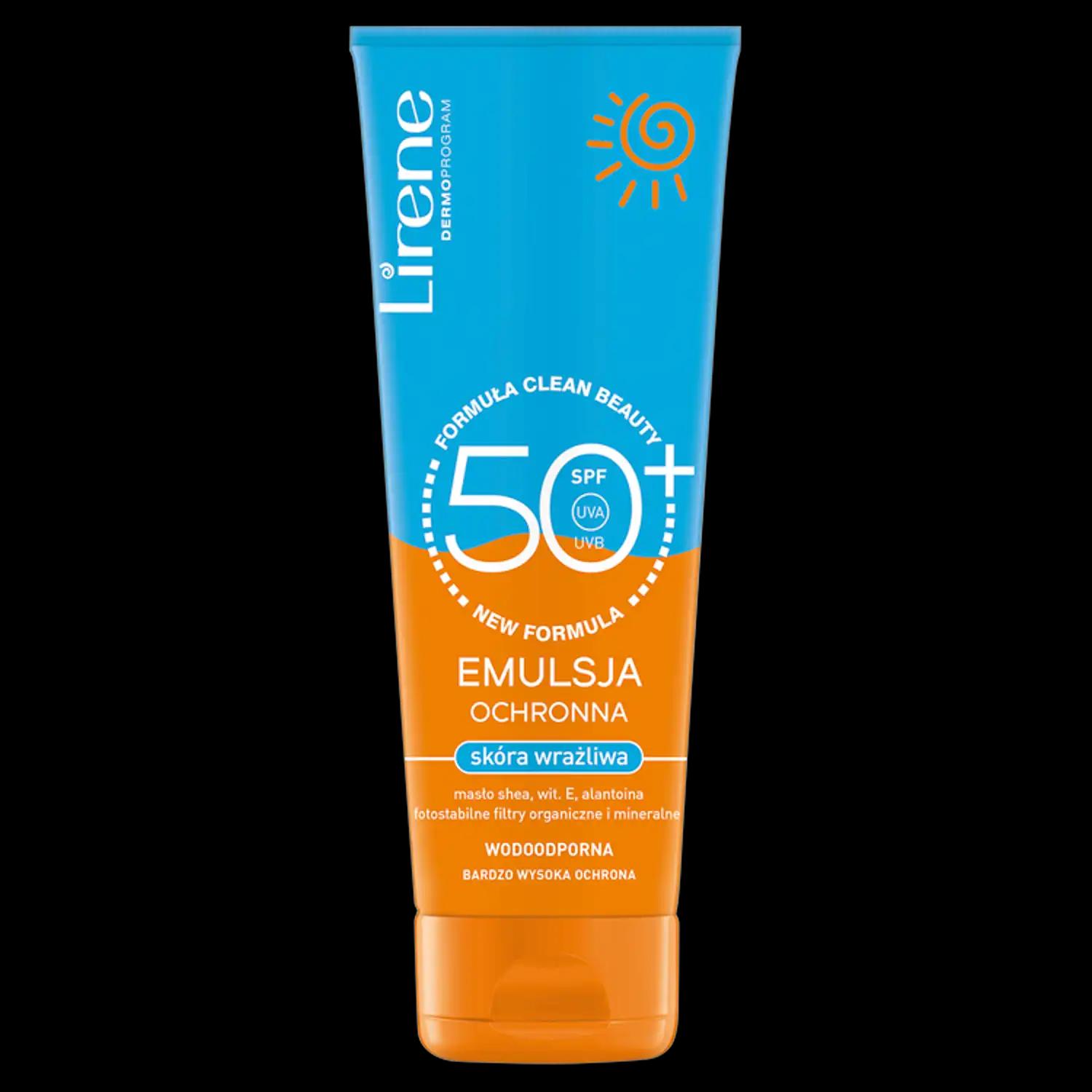 Lirene Sun emulsja ochronna z SPF50+ dla skóry wrażliwej, 90 ml