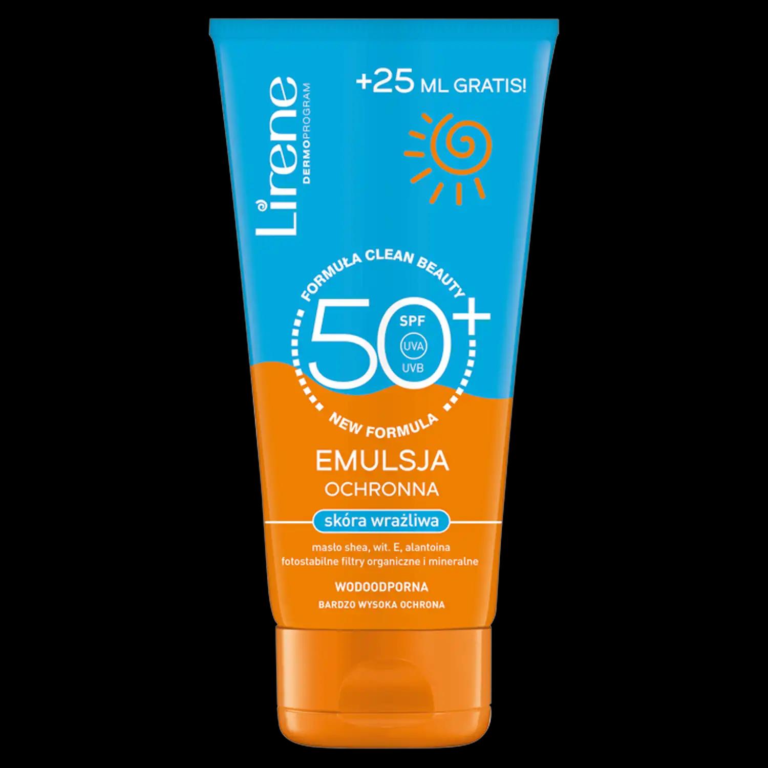 Lirene Sun emulsja ochronna z SPF50+ dla skóry wrażliwej, 175 ml