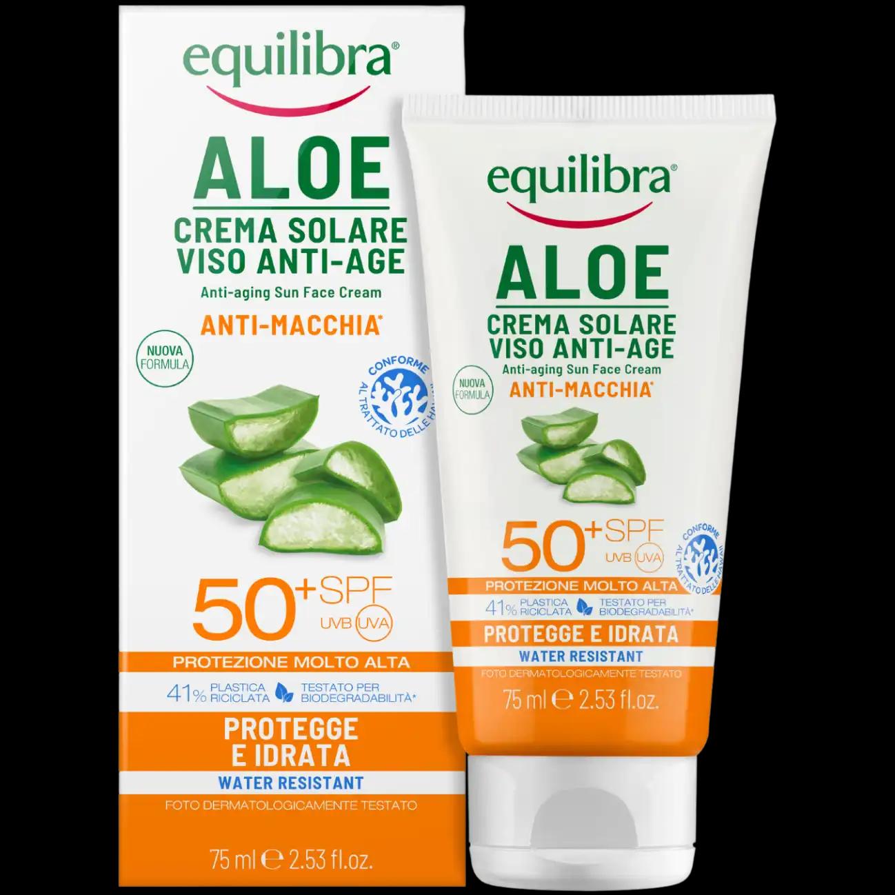 Equilibra Aloe krem przeciwzmarszczkowy do twarzy z SPF50+, 75 ml