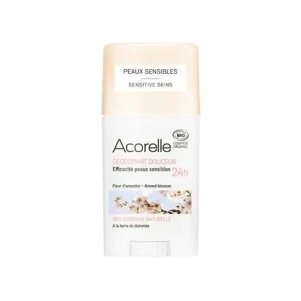 Acorelle Almond Blossom organiczny dezodorant w sztyfcie z ziemią okrzemkową, 45 g