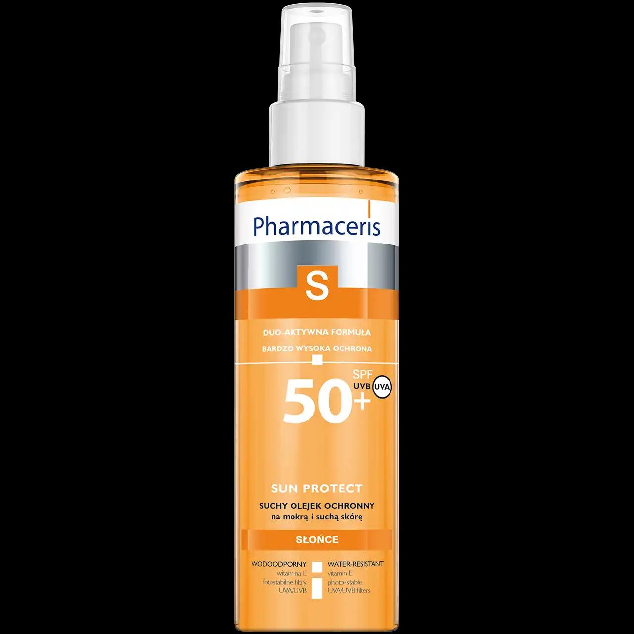 Pharmaceris S Body suchy olejek ochronny do ciała na mokrą i suchą skórę z SPF50+, 200 ml