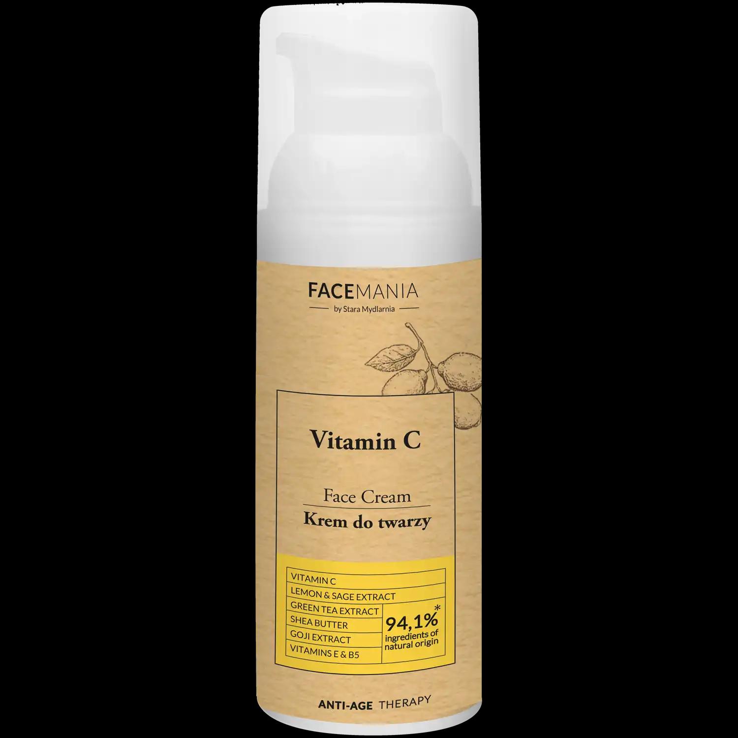 Facemania Vitamin C rozjaśniający krem do twarzy z witaminą C, 50 ml