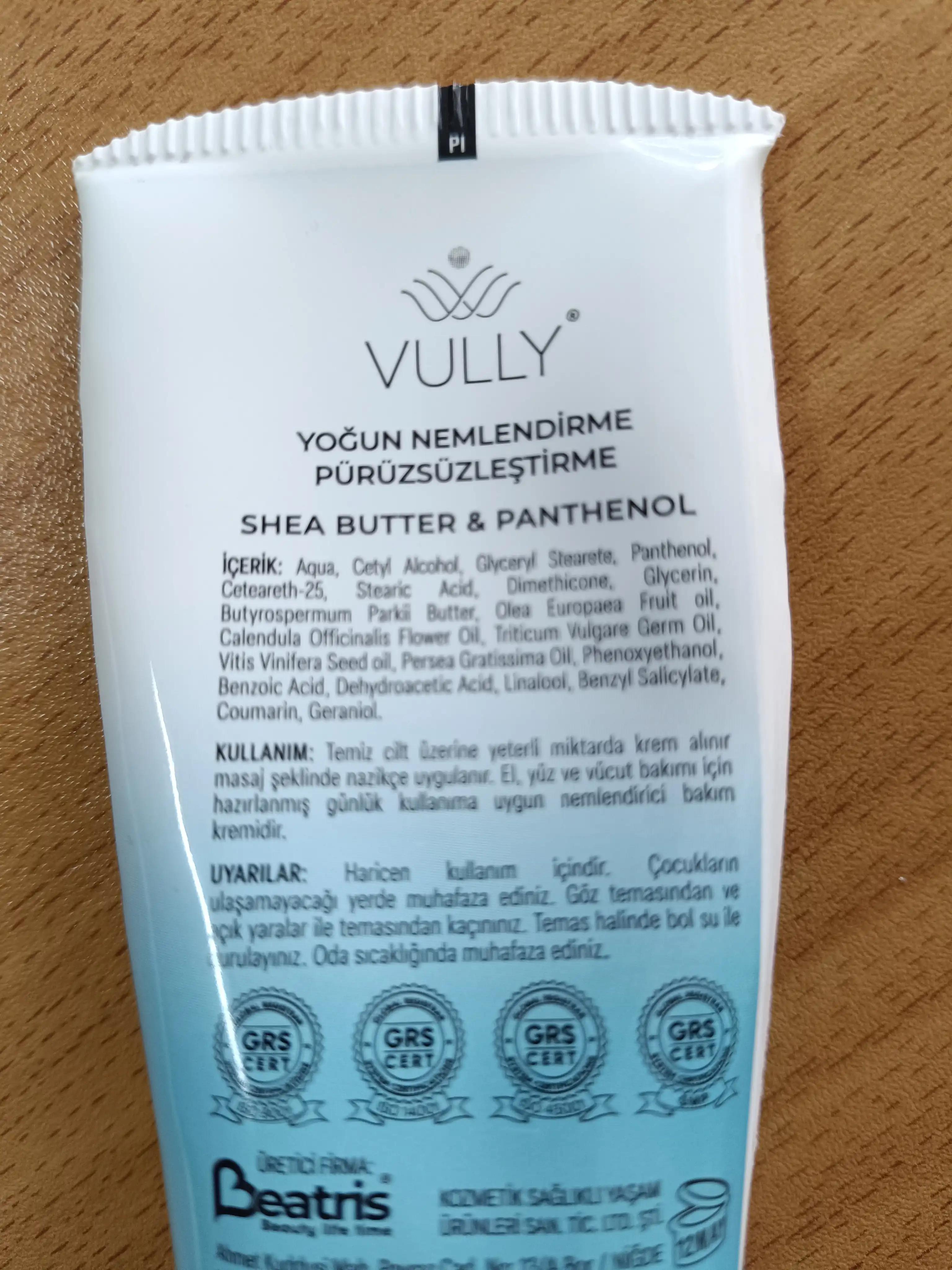 VULLY Intensive Moisturizing Smoothing Hand Cream for Dry and Sensitive Skin 75 ml Shea butter & Panthenol Hand Cream