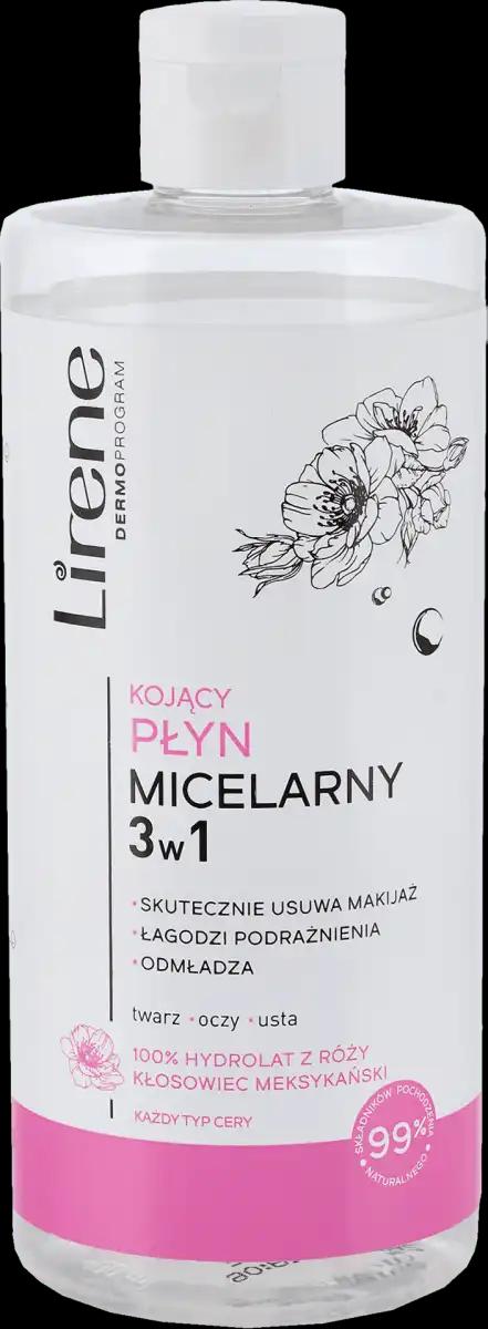 Lirene PIELĘGNACJA OCZYSZCZAJĄCA Łagodzący płyn micelarny hydrolat z róży, 400 ml