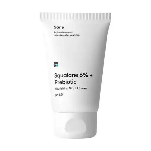 Sane Нічний крем для обличчя Squalane 6% + Prebiotic Nourishing Night Cream pH 6.0 з пребіотиком та скваланом, 40 мл