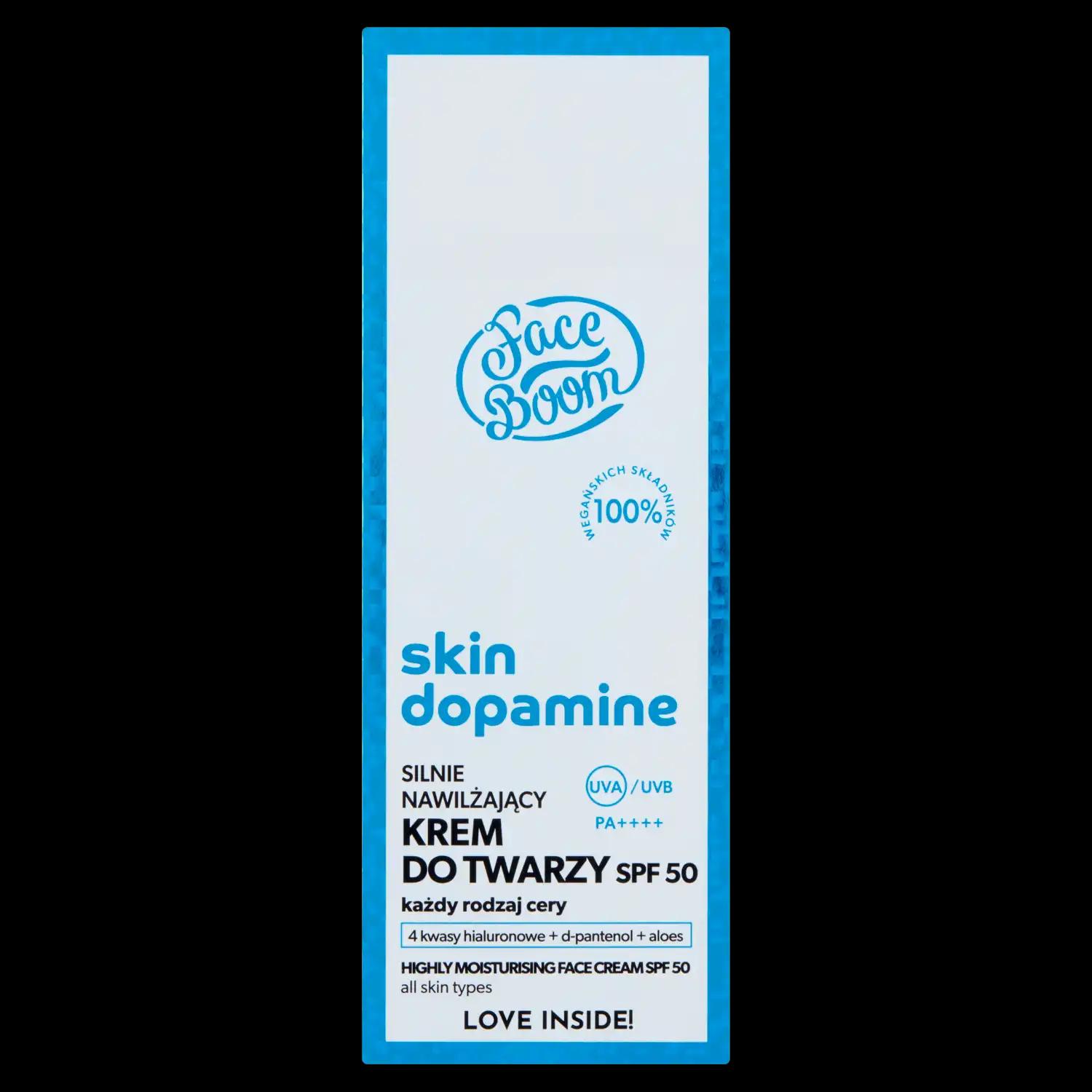 Faceboom Skin Dopamine nawilżający krem do twarzy z SPF50, 40 ml