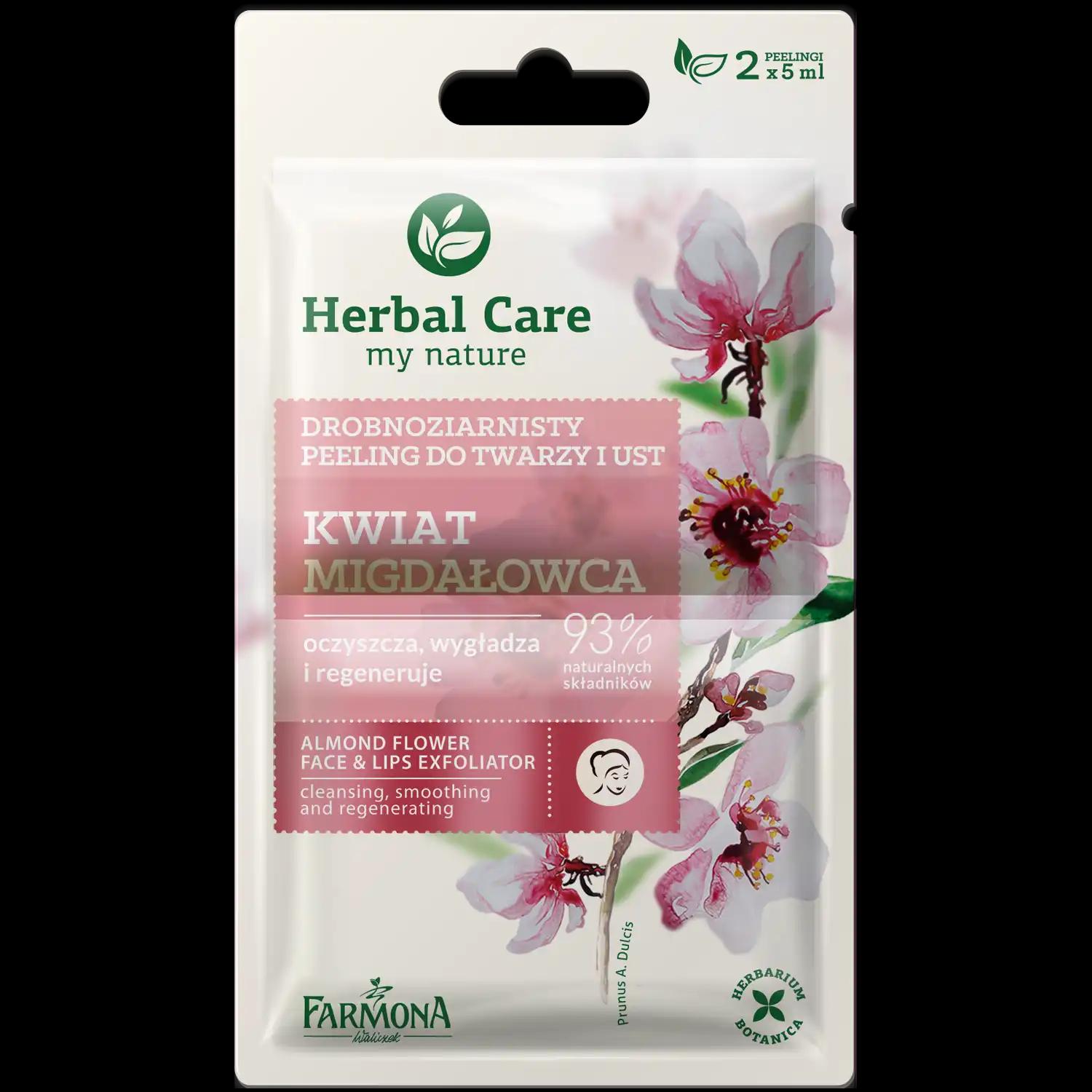 Herbal Care Kwiat migdałowca drobnoziarnisty peeling do twarzy i ust, 2x5 ml/1 opak.