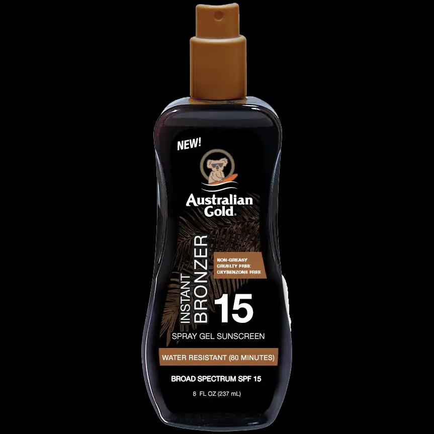 Australian Gold Instant Bronzer żel przeciwsłoneczny w sprayu z bronzerem SPF15, 237 ml