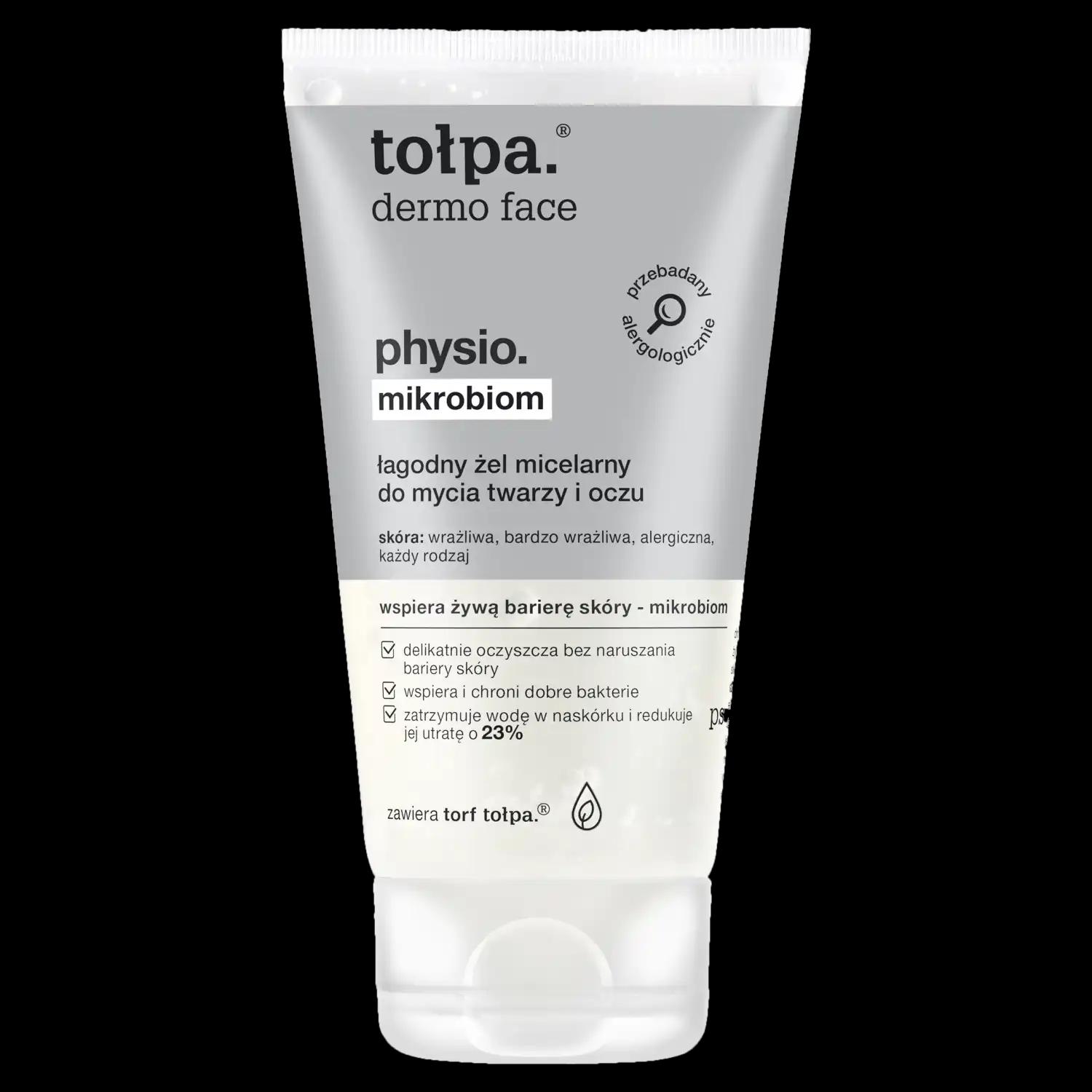 Tolpa Dermo Face Physio mikrobiom, łagodny żel do mycia twarzy i oczu, 150 ml