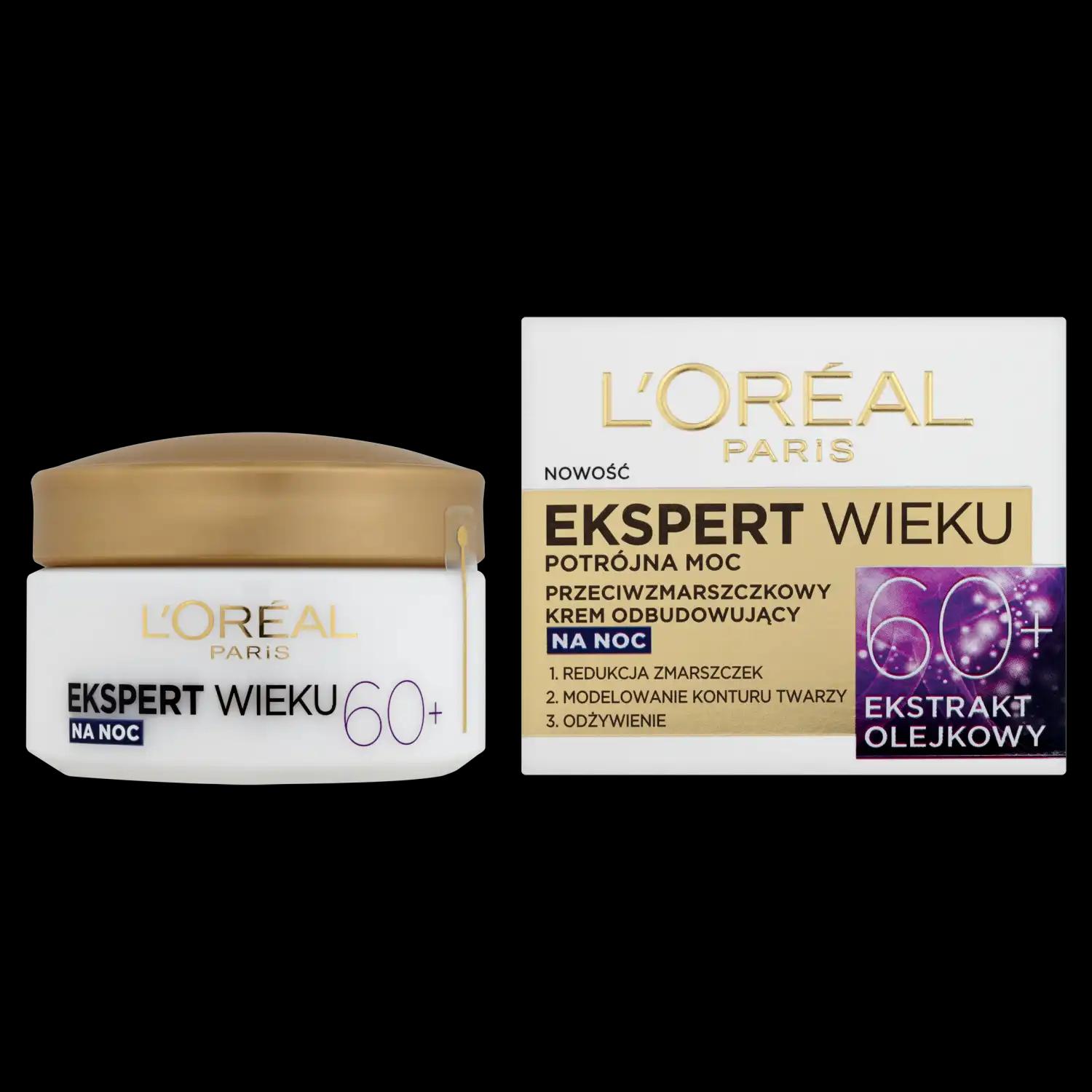 L'Oreal Paris Ekspert Wieku przeciwzmarszczkowy krem odbudowujący komórki na noc 60+, 50 ml