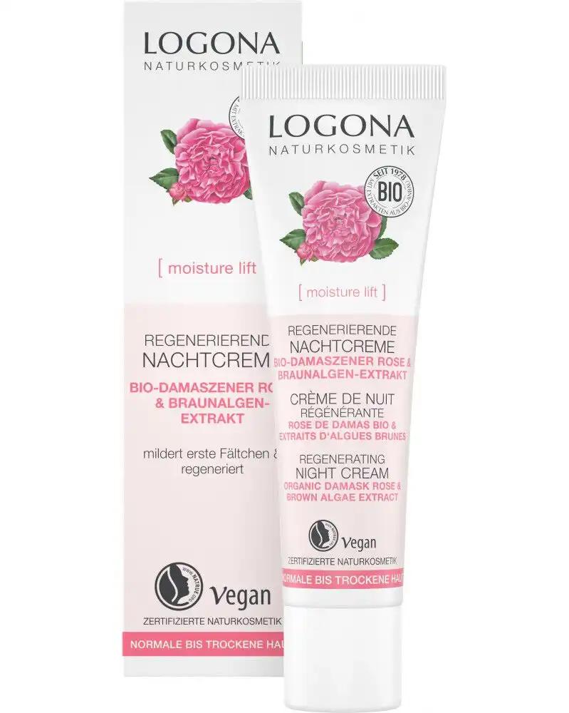 Logona regenerujący krem na noc z organiczną różą damasceńską, 30 ml