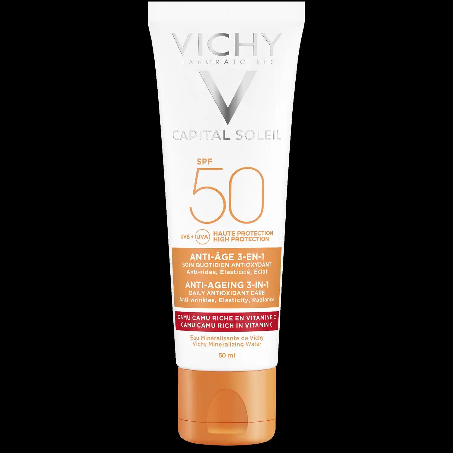 Vichy Capital Soleil przeciwstarzeniowy krem z filtrem 3w1 SPF50+ do twarzy, 50 ml