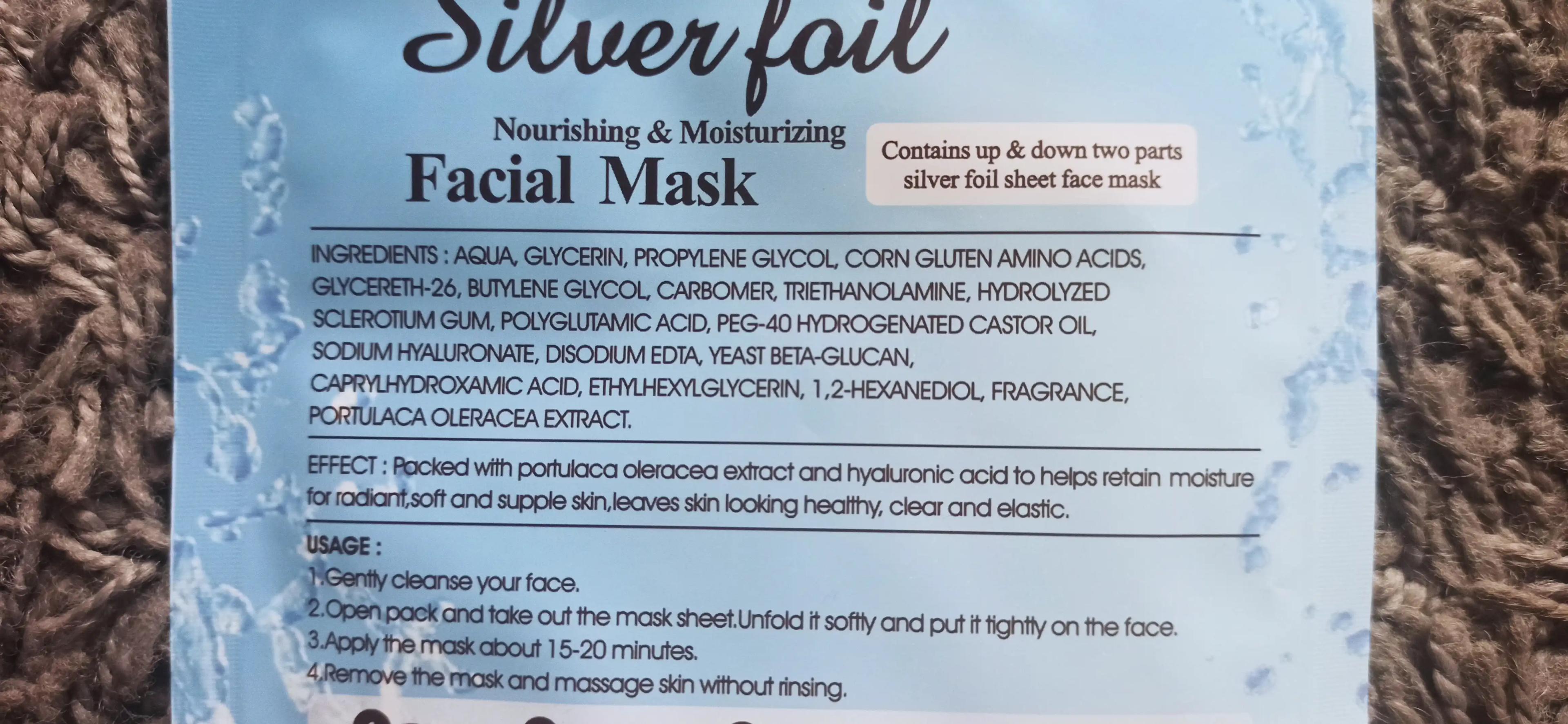 Mond'Sub Тканинна маска для обличчя Silver Nourishing & Moisturizing Facial Mask, 25 мл