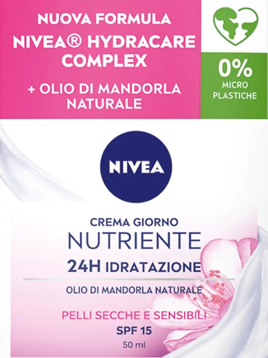 Nivea Crema giorno idratante nutriente con olio di mandorla naturale Hydracare Complex, 50 ml