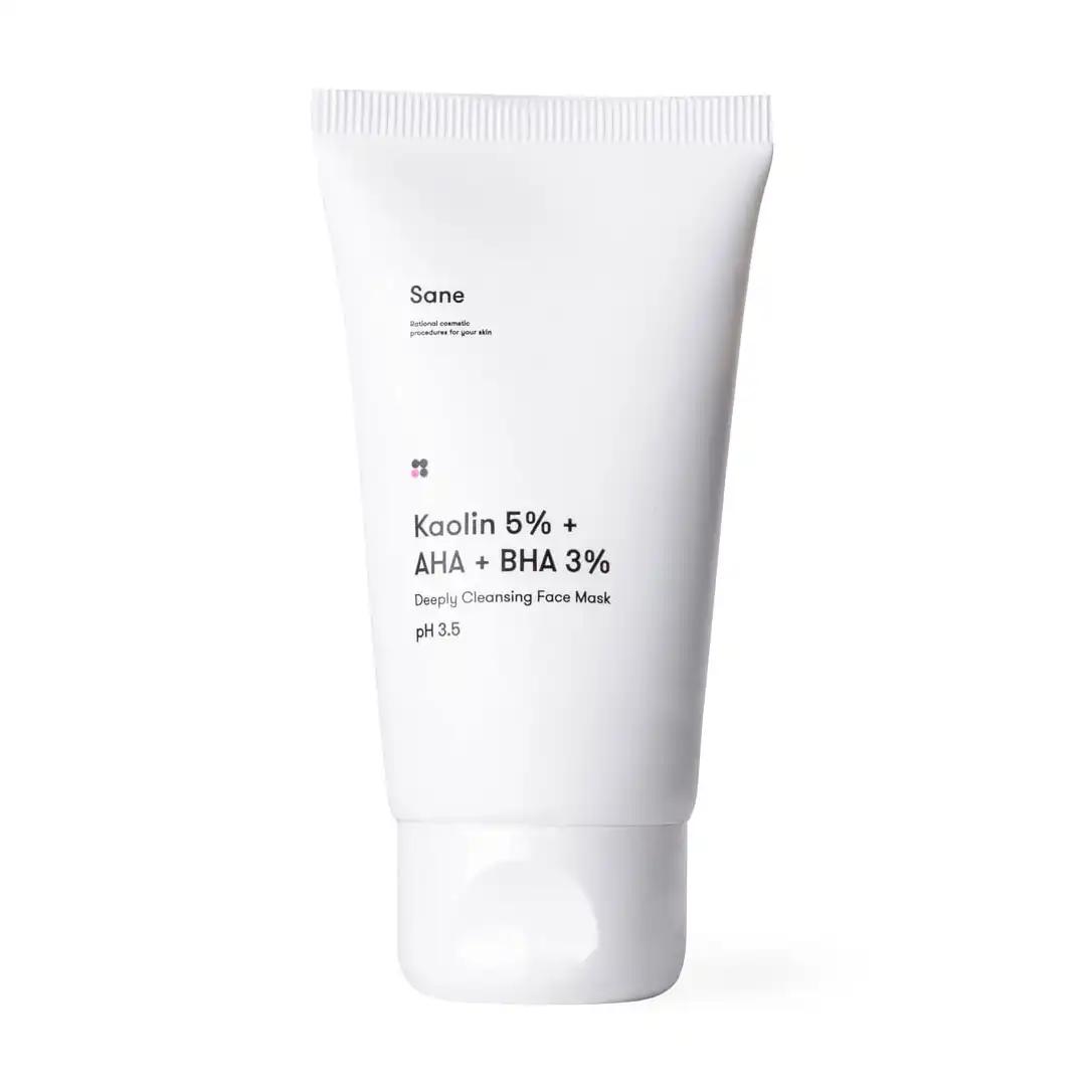 Sane Маска для обличчя із саліциловою кислотою Kaolin 5% + AHA + BHA 3% Deeply Cleansing Face Mask для проблемної шкіри, 40 мл