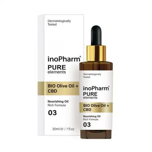 InoPharm Pure Elements Bio serum do twarzy i szyi z kannabidiolem i oliwką, 30 ml