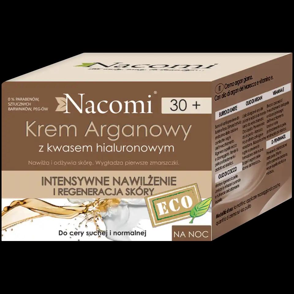 Nacomi Argan Oil intensywnie nawilżający krem do twarzy z kwasem hialuronowym na noc 30+, 50 ml