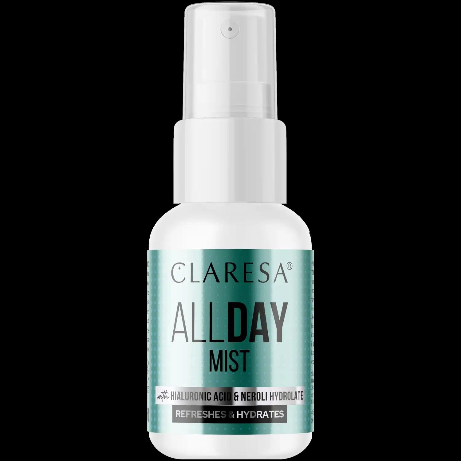 Claresa All Day Mist nawilżająco-odświeżająca mgiełka do twarzy, 50 ml