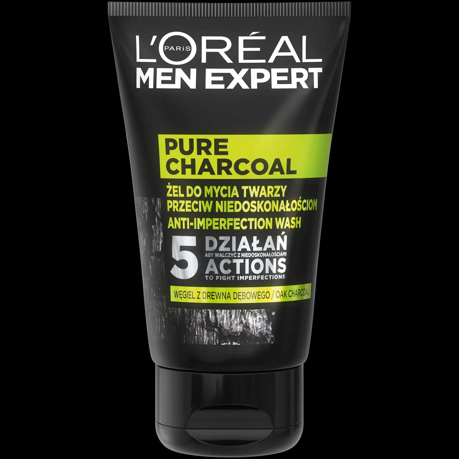 L'Oreal Paris Men Expert Pure Charcoal ochronny żel do mycia twarzy przeciw niedoskonałościom męski, 100 ml