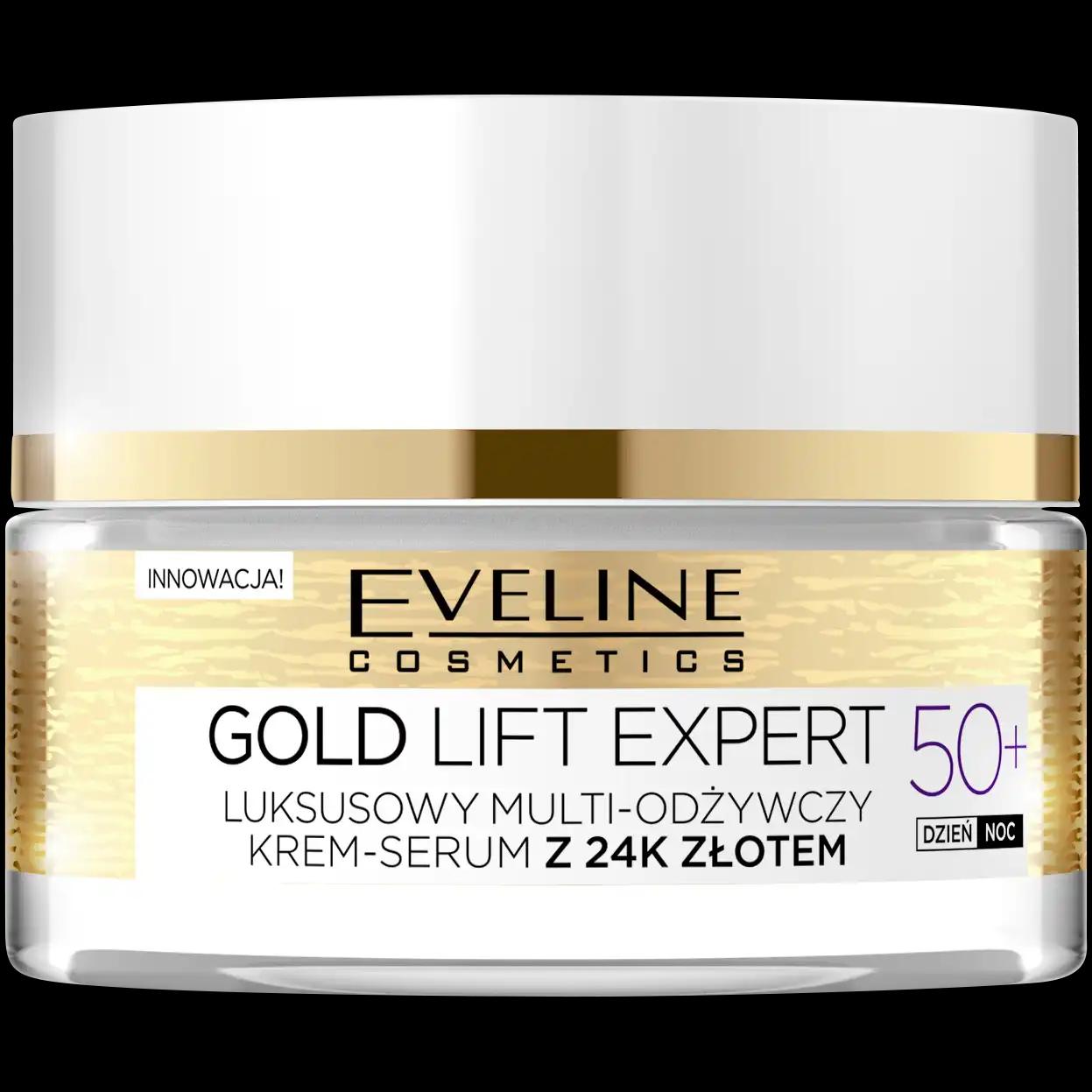 Eveline Cosmetics Gold Lift Expert multi-odżywczy krem-serum z 24k złotem do twarzy 50+, 50 ml