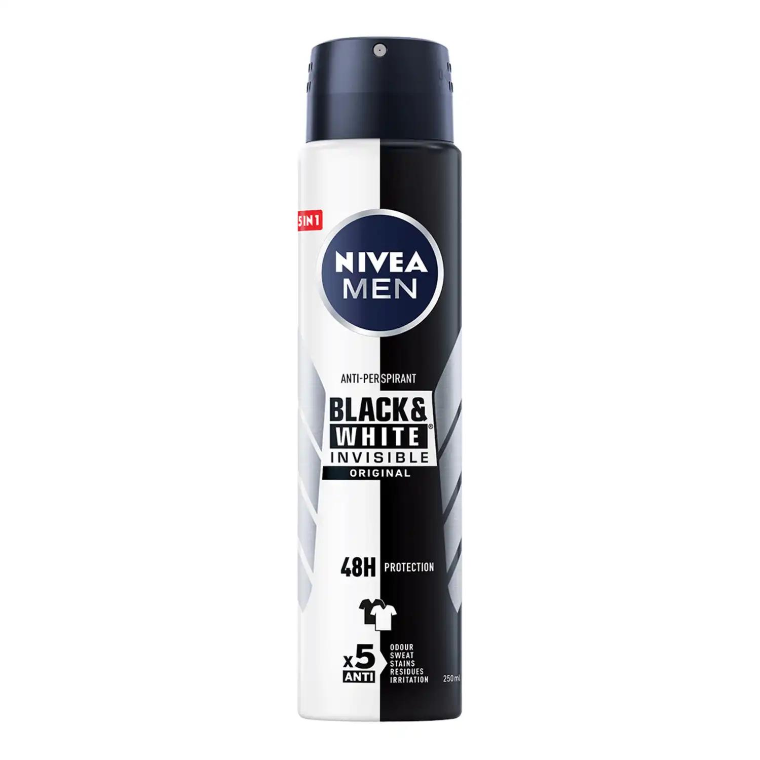 Nivea Men Black & White Invisible Original antyperspirant męski w sprayu, 250 ml