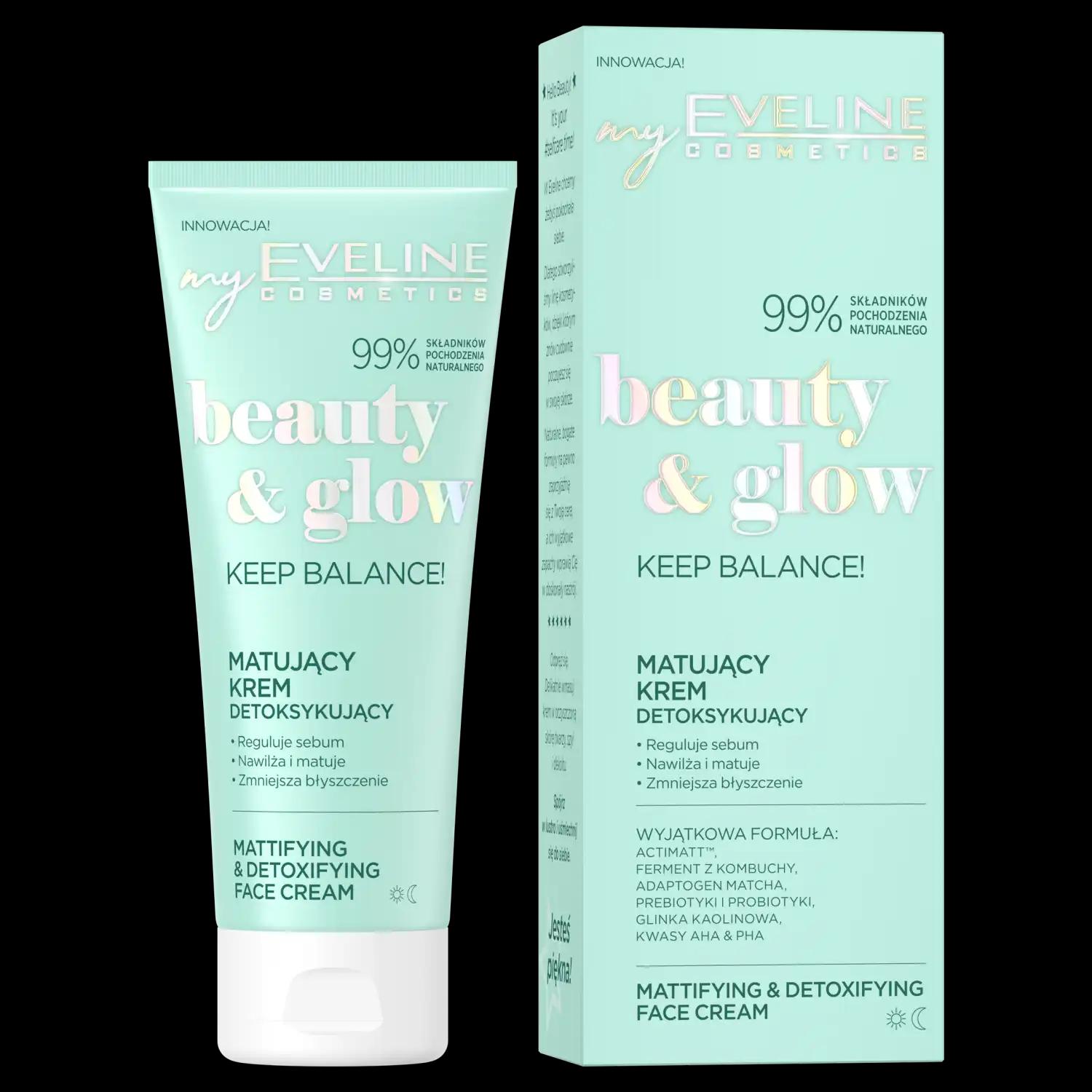 Eveline Cosmetics Beauty&Glow matujący krem do twarzy na dzień i noc, 75 ml