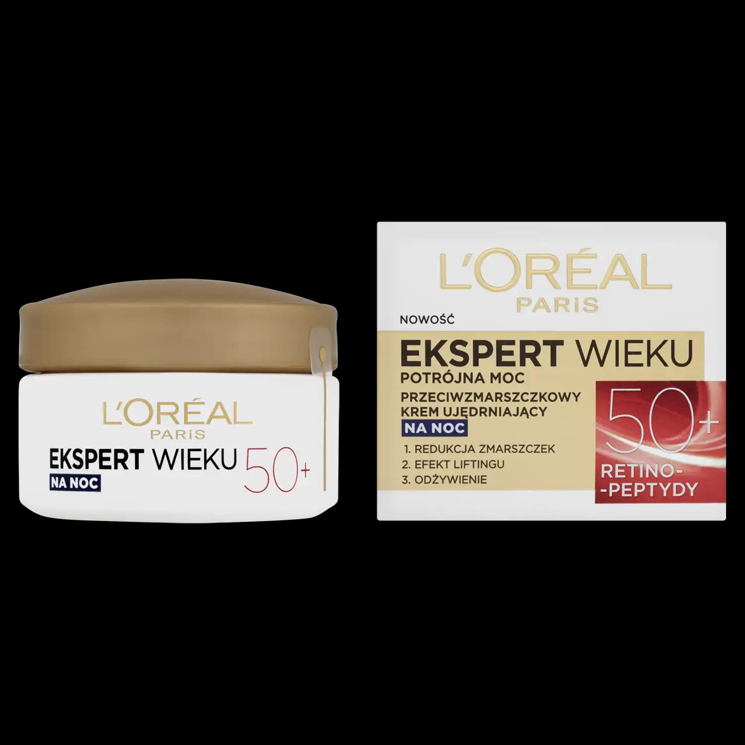 L'Oreal Paris Ekspert Wieku przeciwzmarszczkowy krem ujędrniający na noc 50+, 50 ml