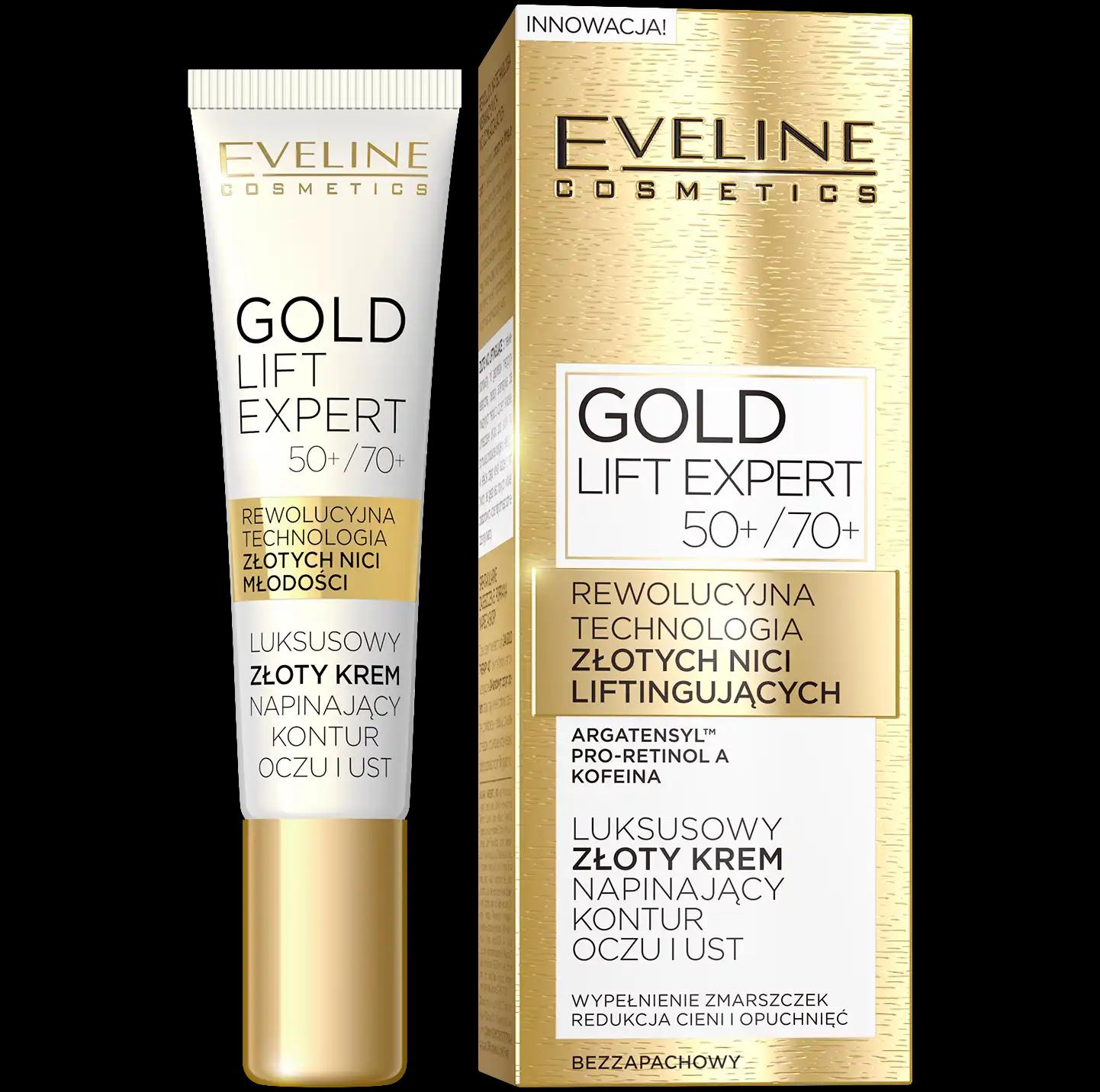 Eveline Cosmetics Gold Lift Expert krem napinający kontur oczu i ust 50+/70+, 15 ml