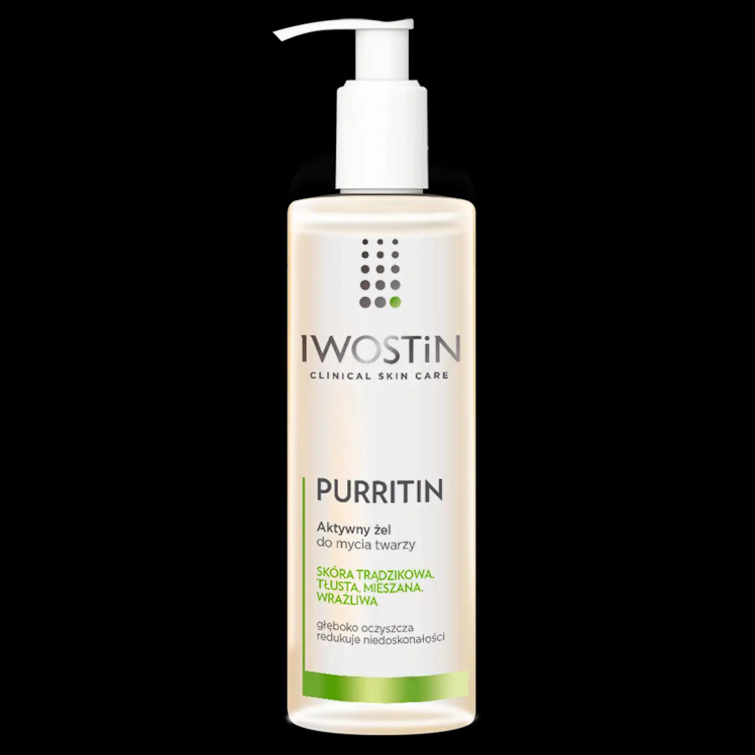 Iwostin Purritin aktywny żel do mycia twarzy, 300 ml