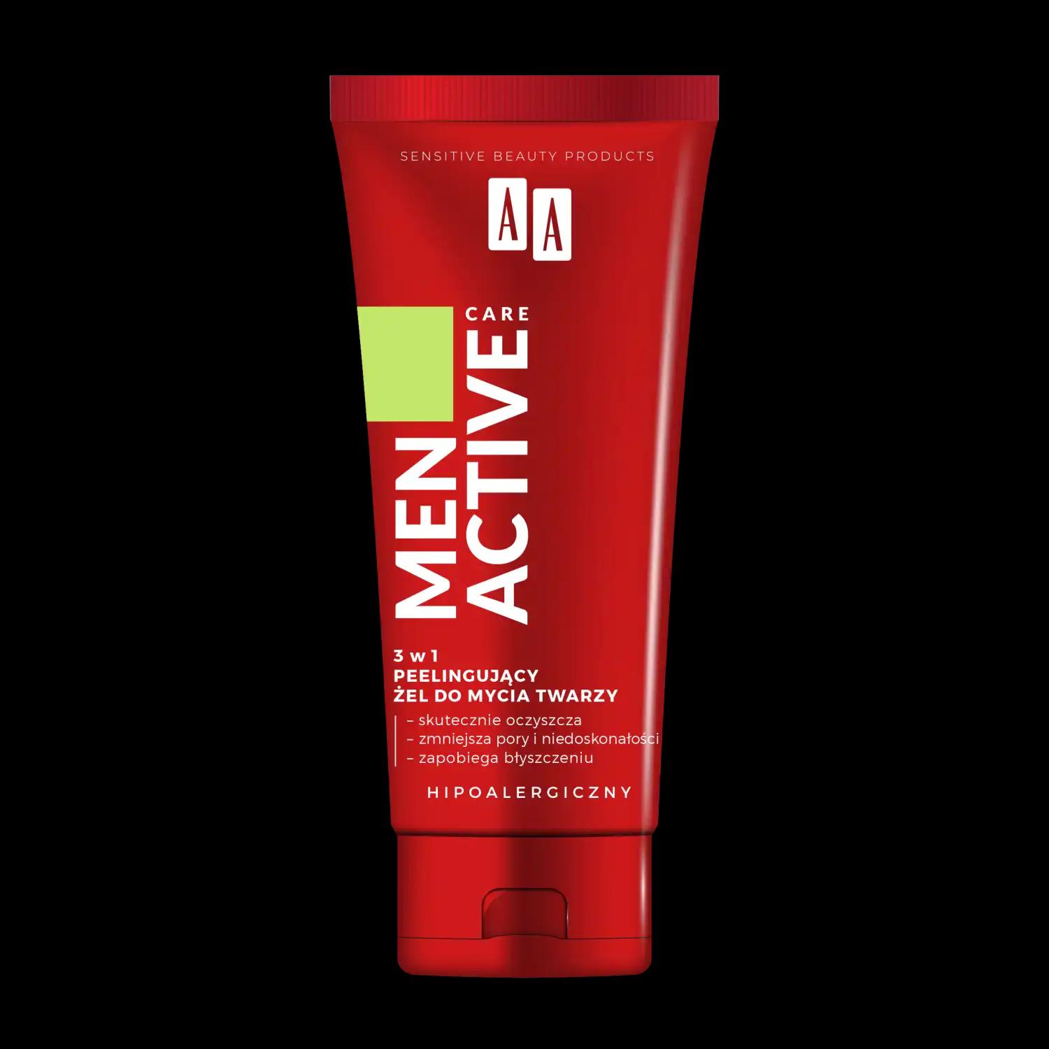 AA Men Active żel peelingujący do mycia twarzy, 150 ml