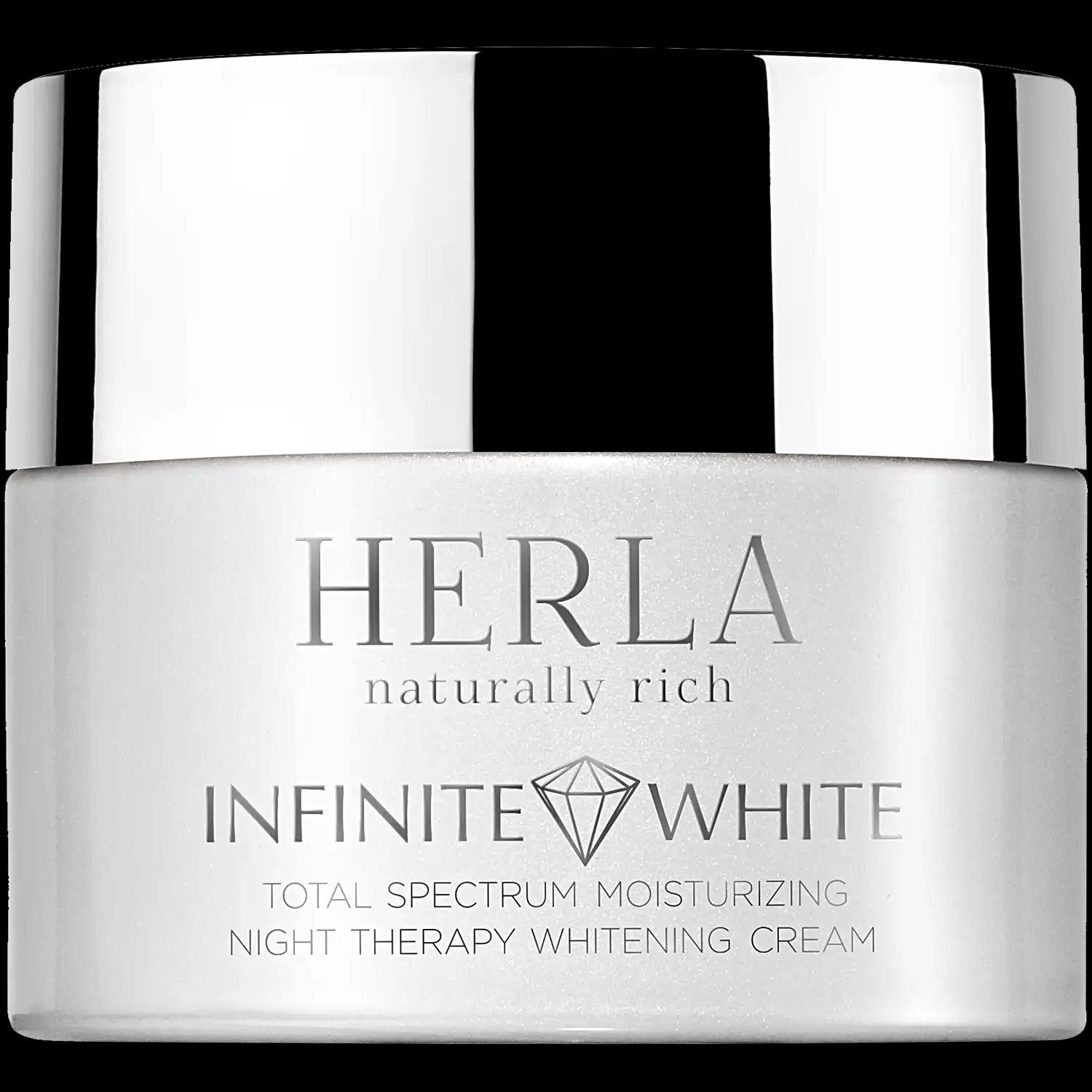 Herla Infinite White nawilżający krem wybielający przebarwienia do twarzy na noc, 50 ml