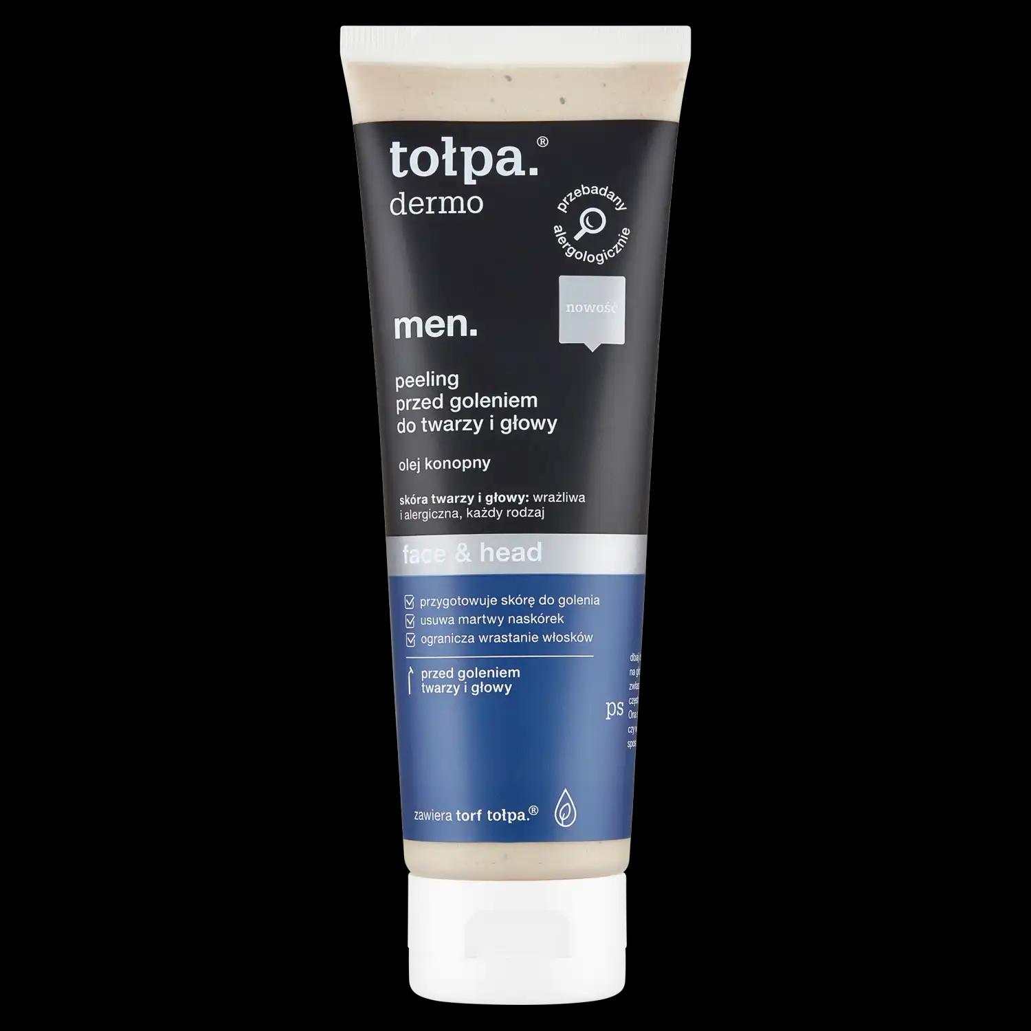 Tolpa Dermo Men peeling przed goleniem do twarzy i głowy, 100 ml