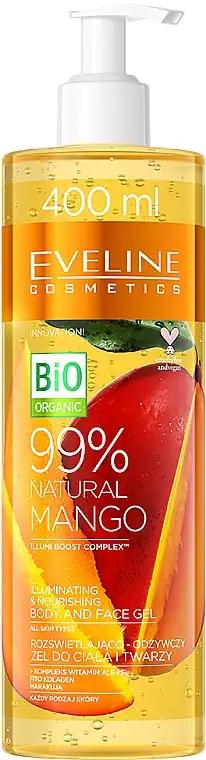 Eveline Cosmetics Rozświetlająco-odżywczy żel do ciała i twarzy, 99% Natural Mango