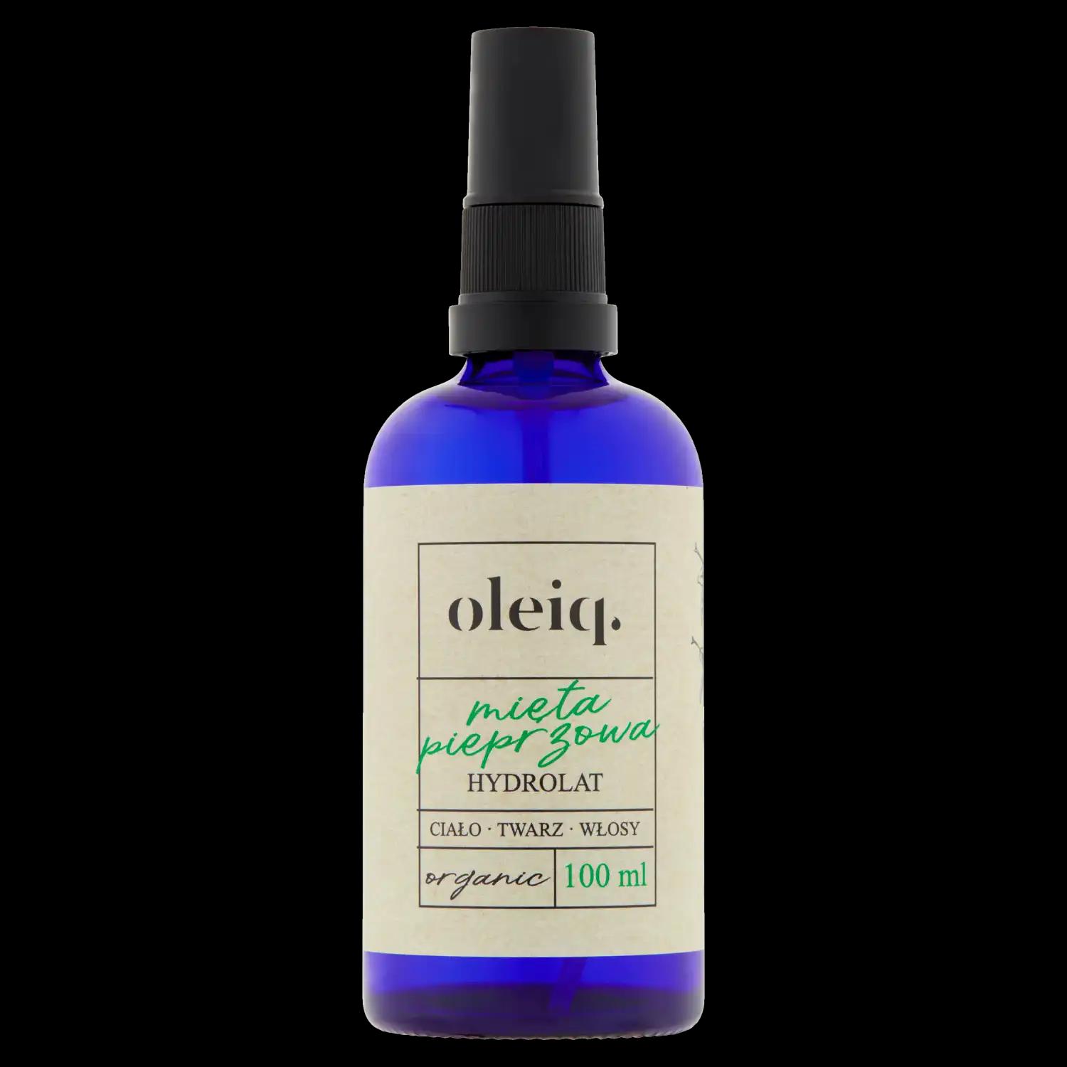 Oleiq Organic hydrolat z mięty pieprzowej do twarzy, ciała i włosów, 100 ml