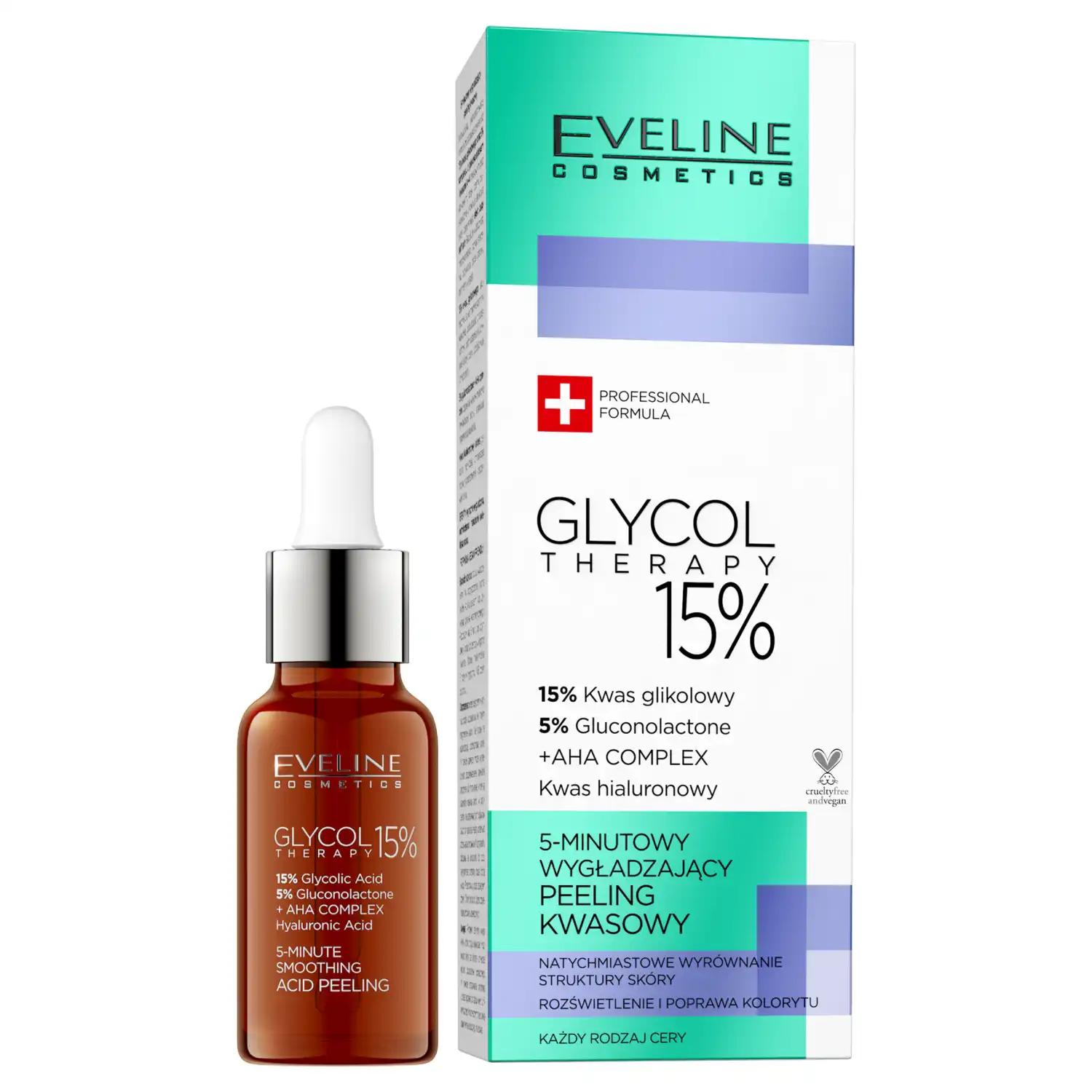 Eveline Cosmetics Glycol peeling kwasowy 15%, 18 ml