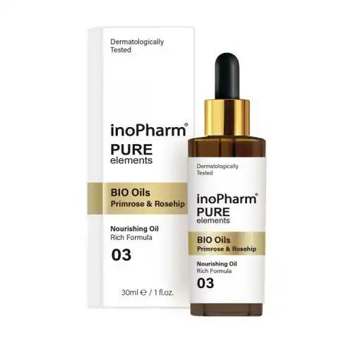 InoPharm Pure Elements Bio serum do twarzy i szyi z dziką różą i wiesiołkiem, 30 ml