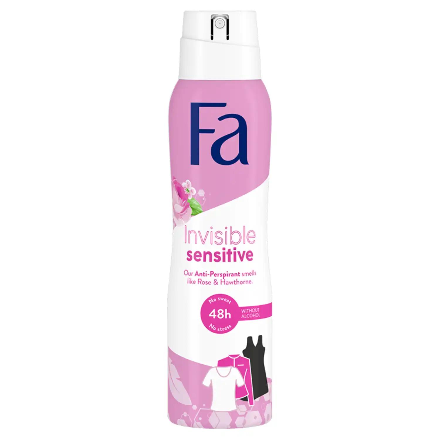 Fa Cosmetics Invisible Sensitive 48H antyperspirant damski w sprayu, 150 ml