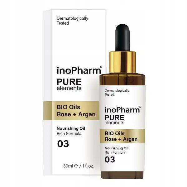 InoPharm Pure Elements Bio serum do twarzy i szyi z różą i arganem, 30 ml