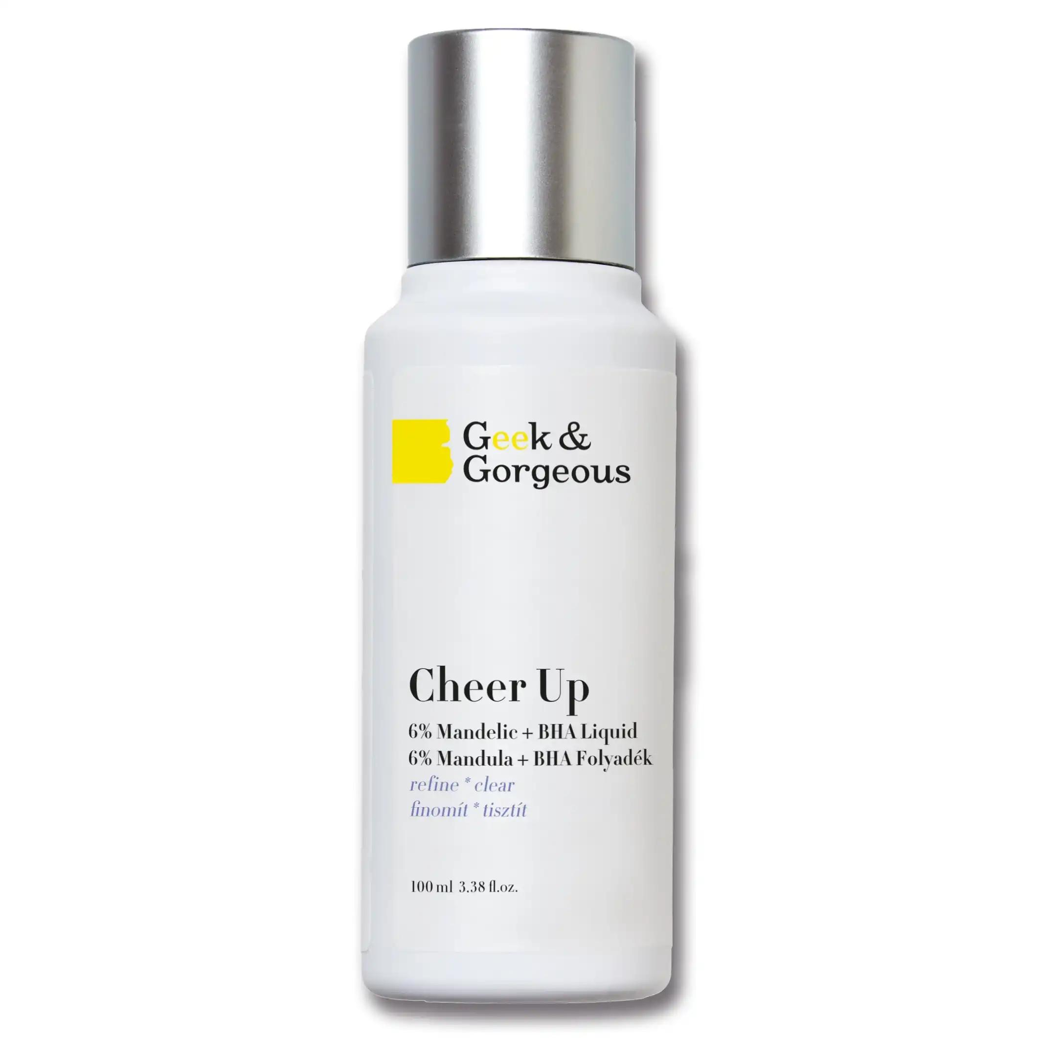 Geek & Gorgeous Cheer Up eksfoliator do twarzy z 6% kwasem migdałowym + BHA o średniej mocy, 100 ml