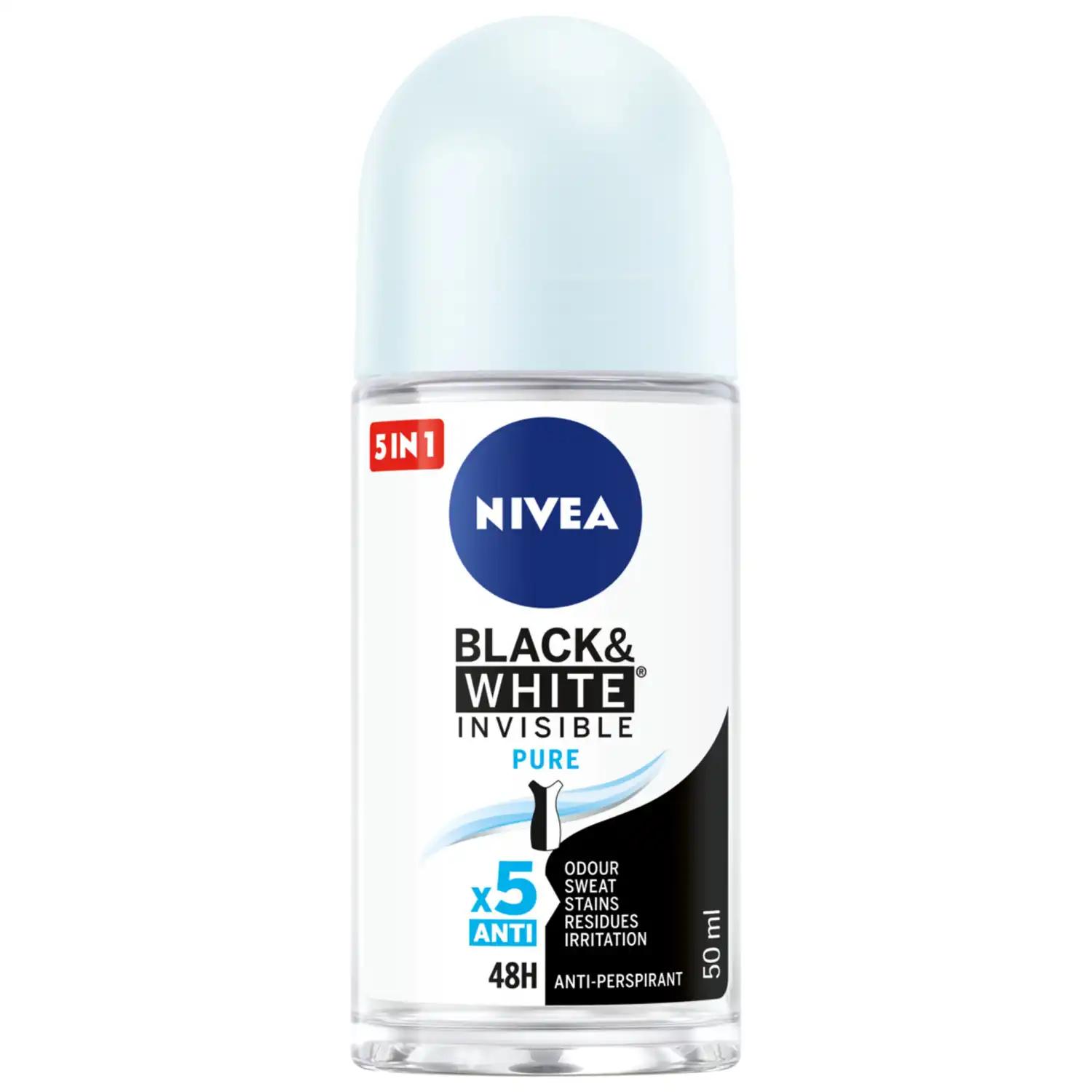 Nivea Black & White Invisible Pure antyperspirant damski w kulce, 50 ml